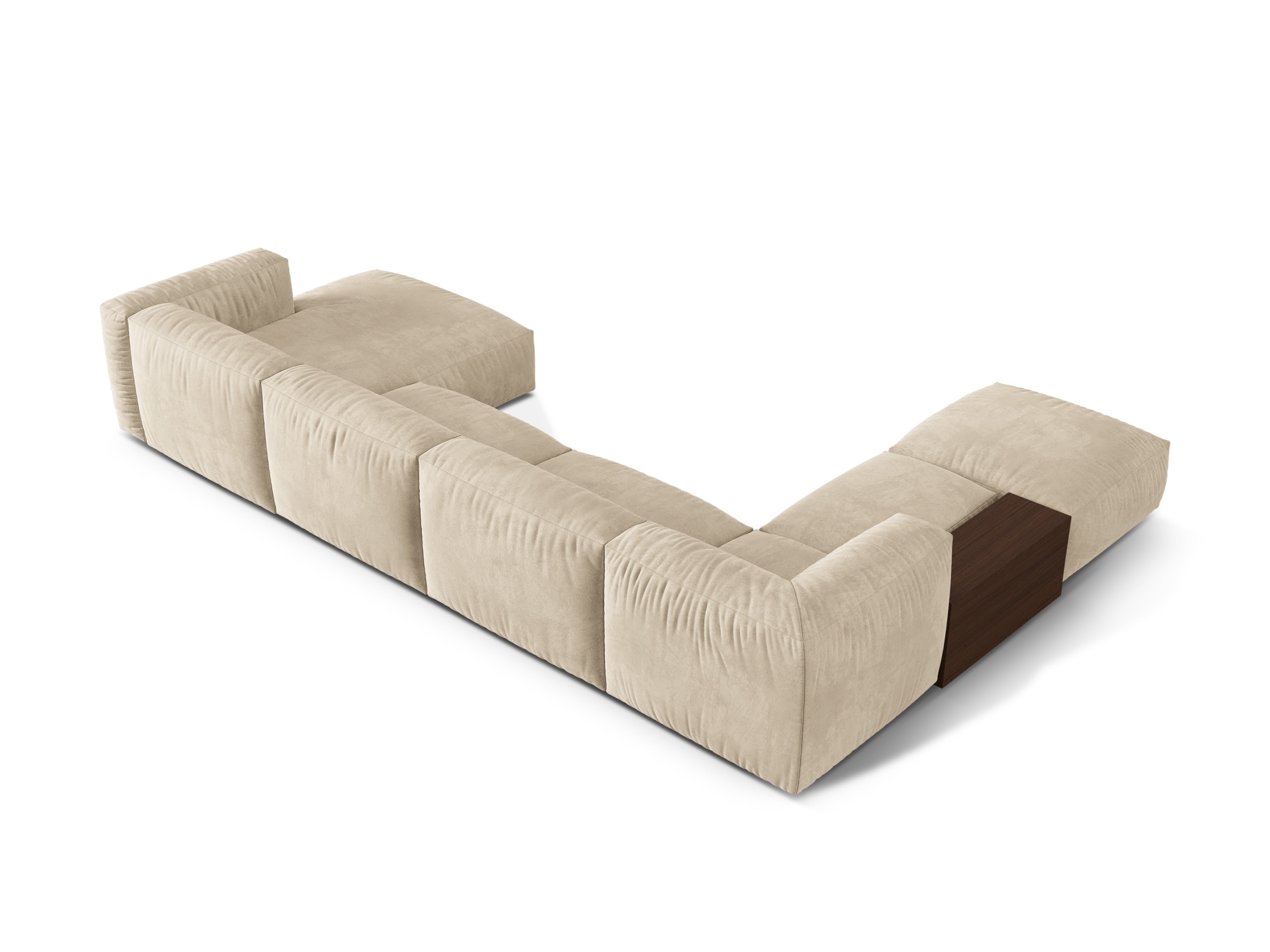 Left -handed corner velvet panoramic martin light beige