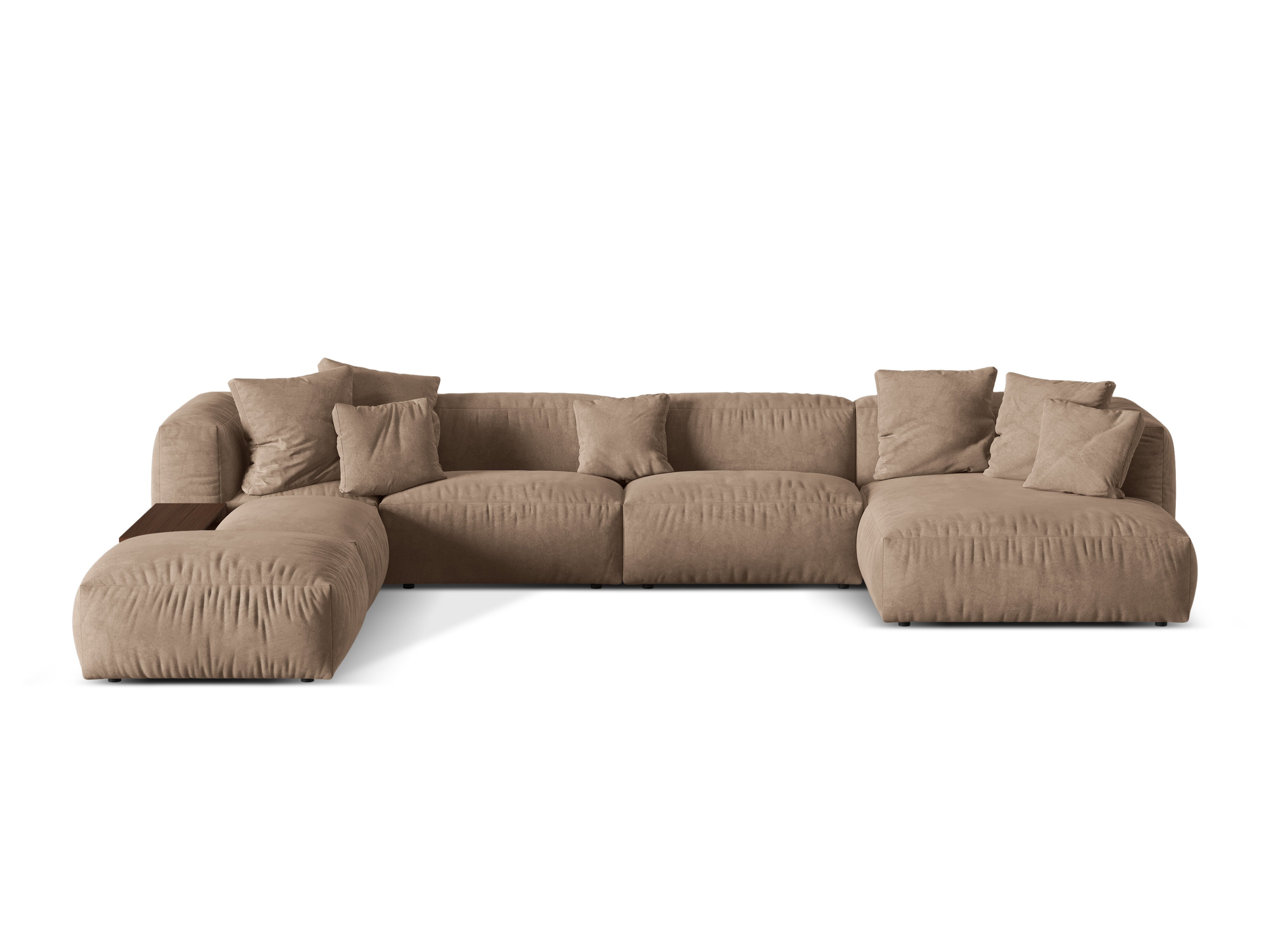 Left -handed corner velvet panoramic Martina dark beige