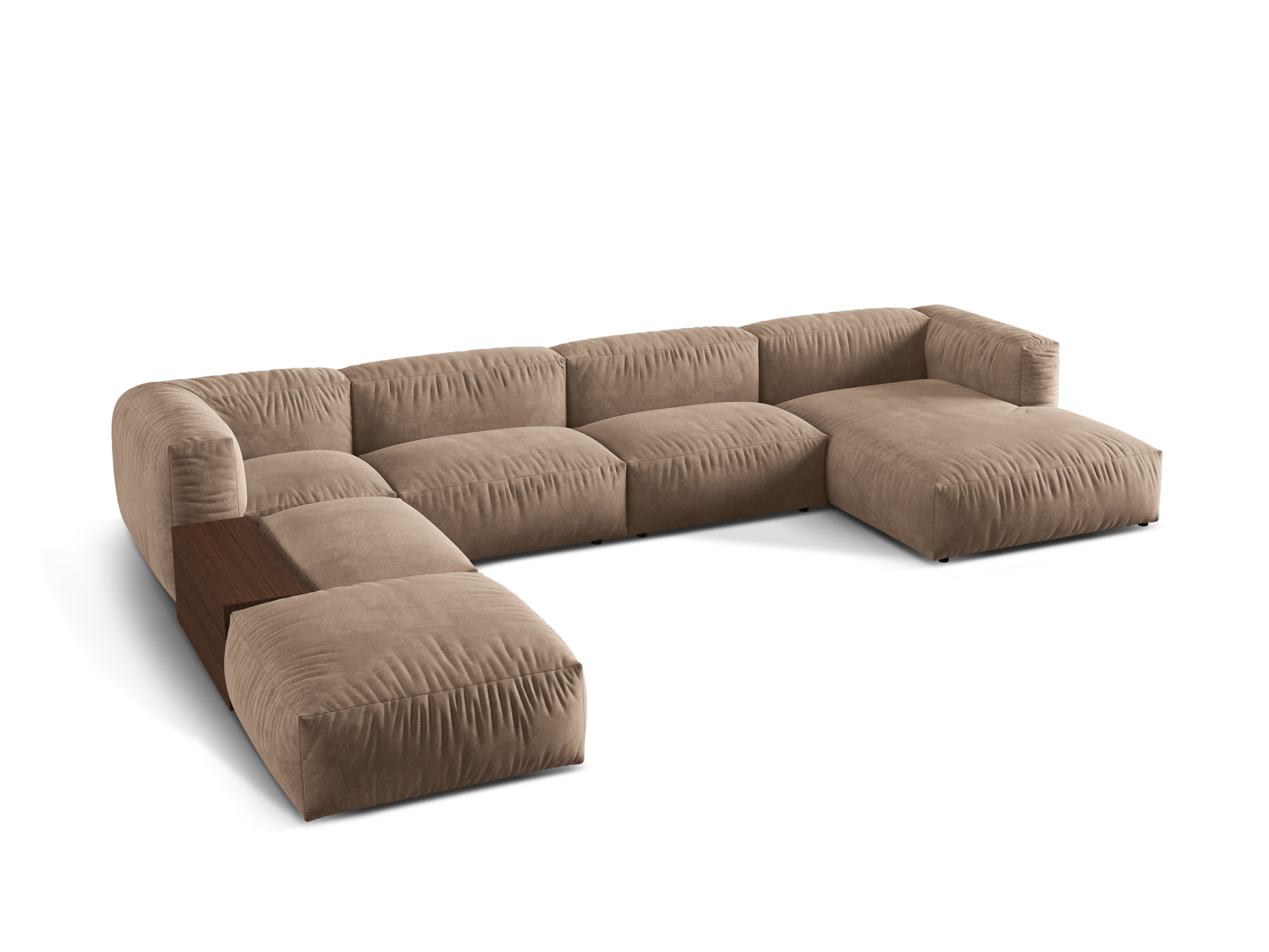 Left -handed corner velvet panoramic Martina dark beige