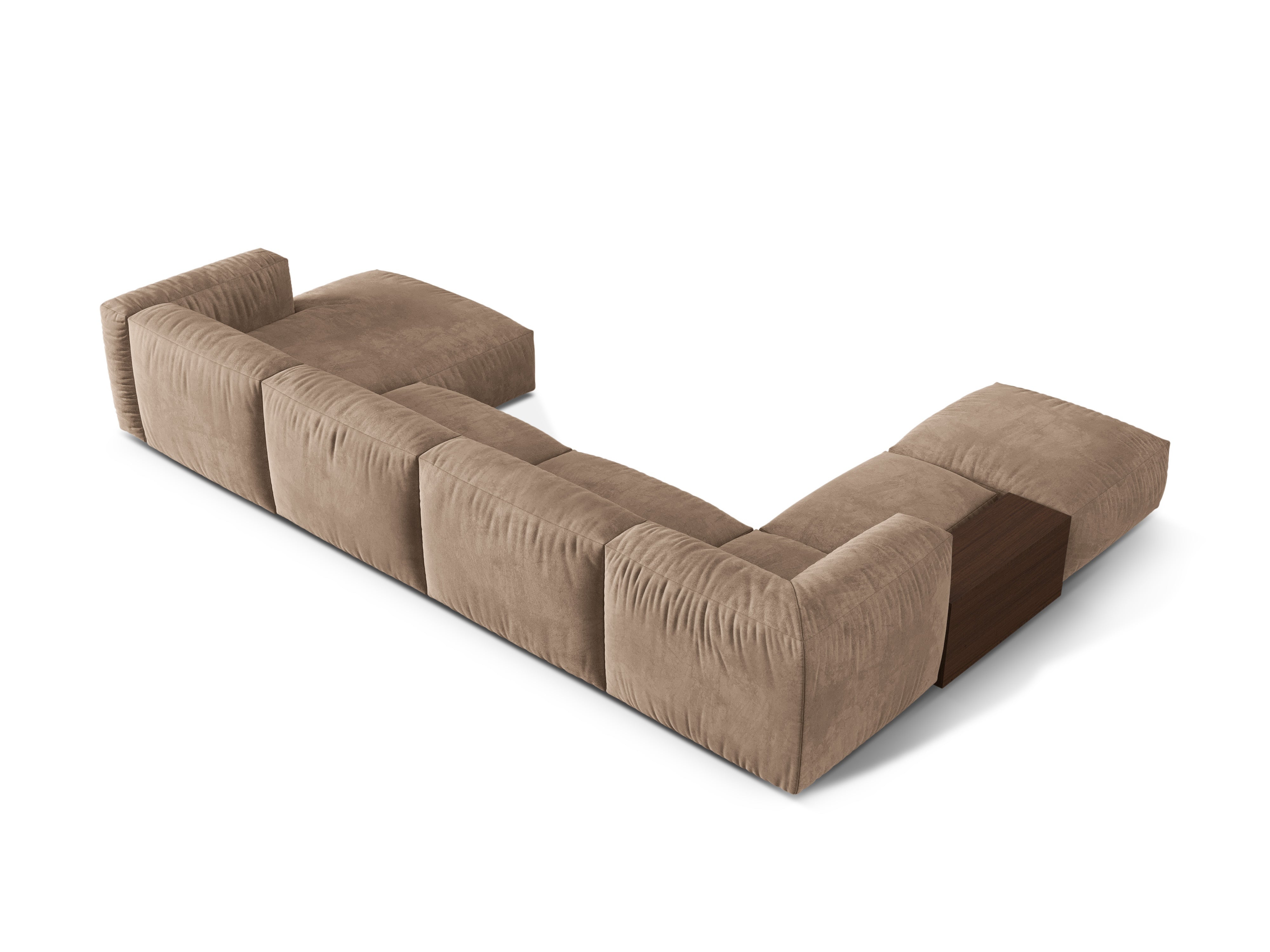 Left -handed corner velvet panoramic Martina dark beige