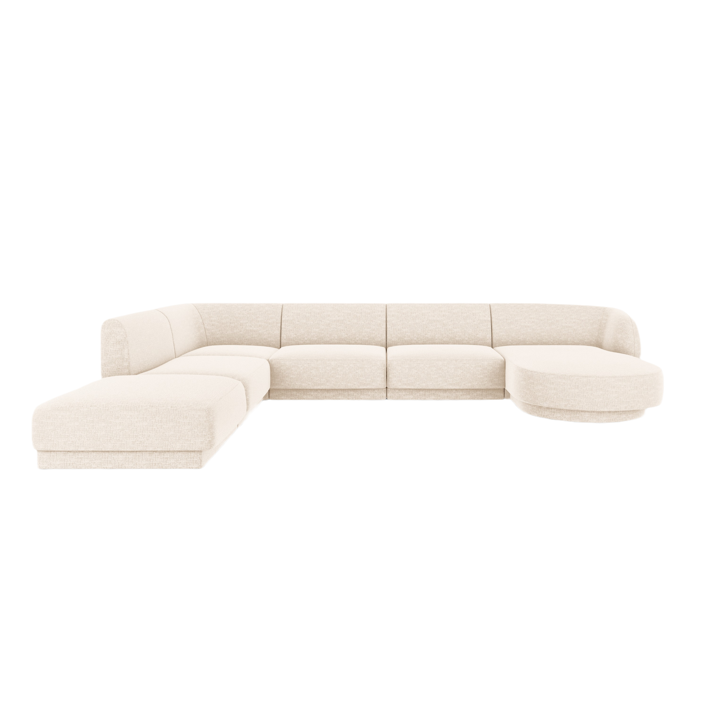 Left-sided panoramic sofa in a szenil szenil fabric, light-bearing miley miley