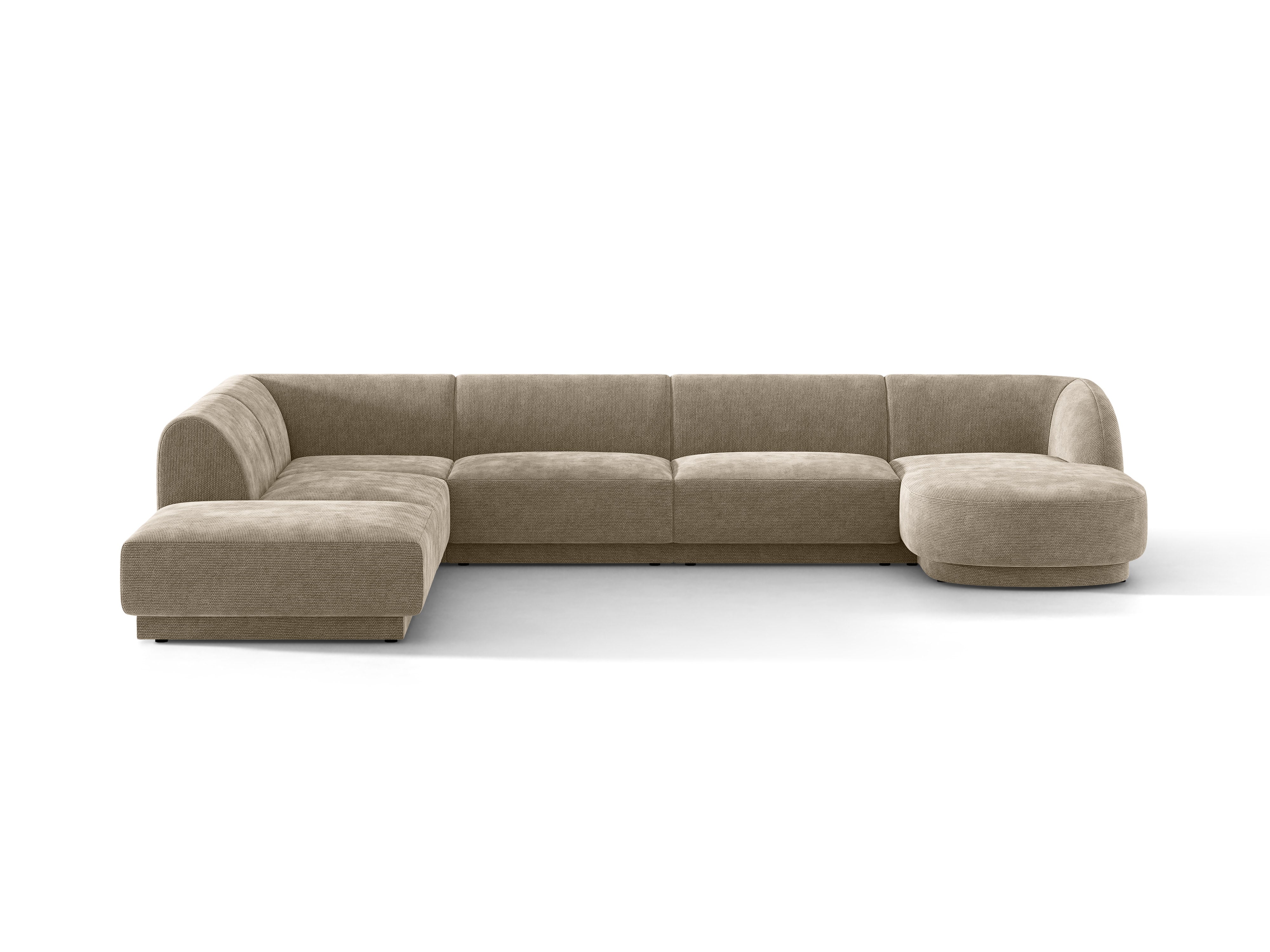 Left-sided panoramic corner sofa for 6 people MILEY beige silky chenille