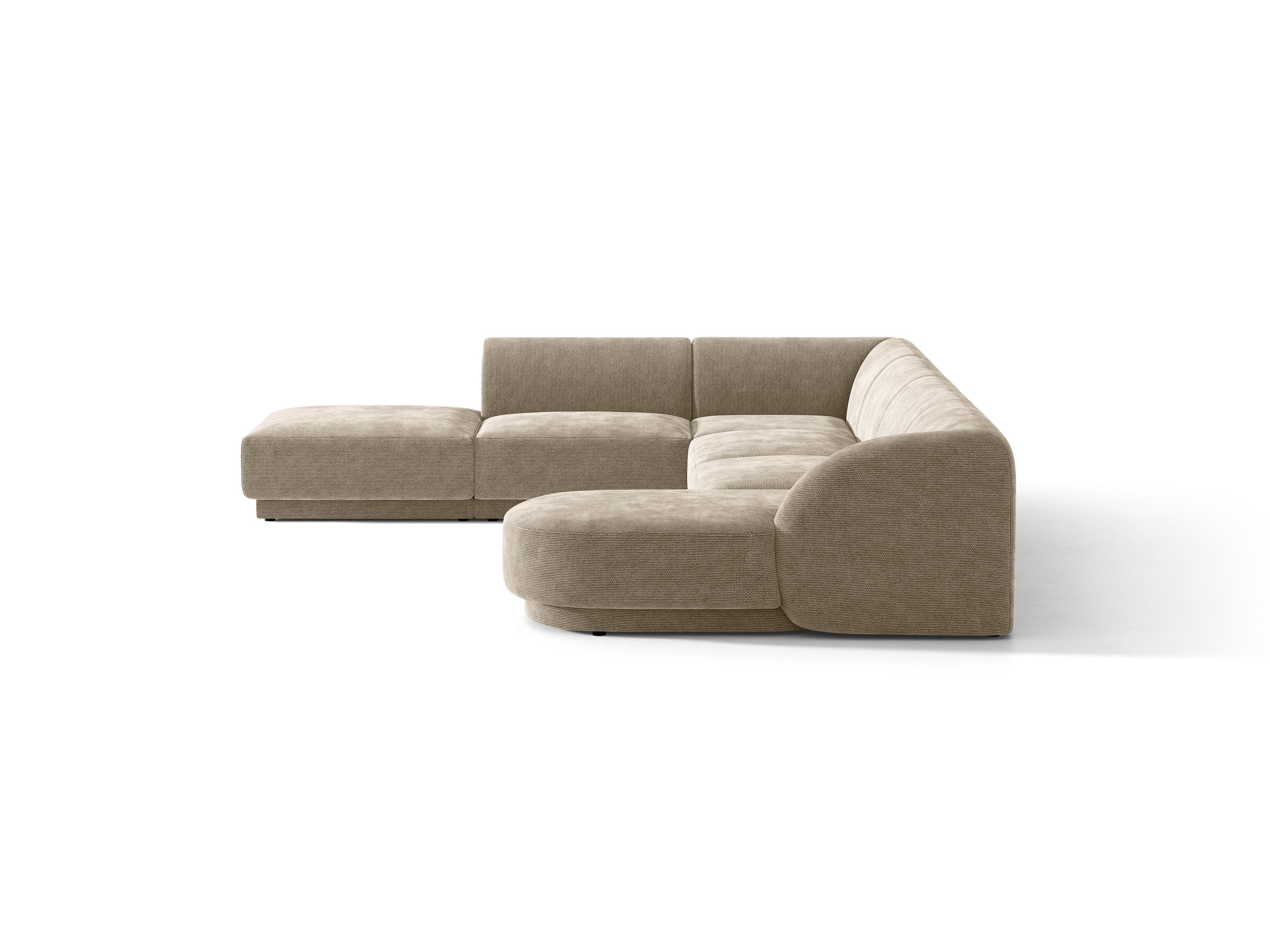 Left-sided panoramic corner sofa for 6 people MILEY beige silky chenille