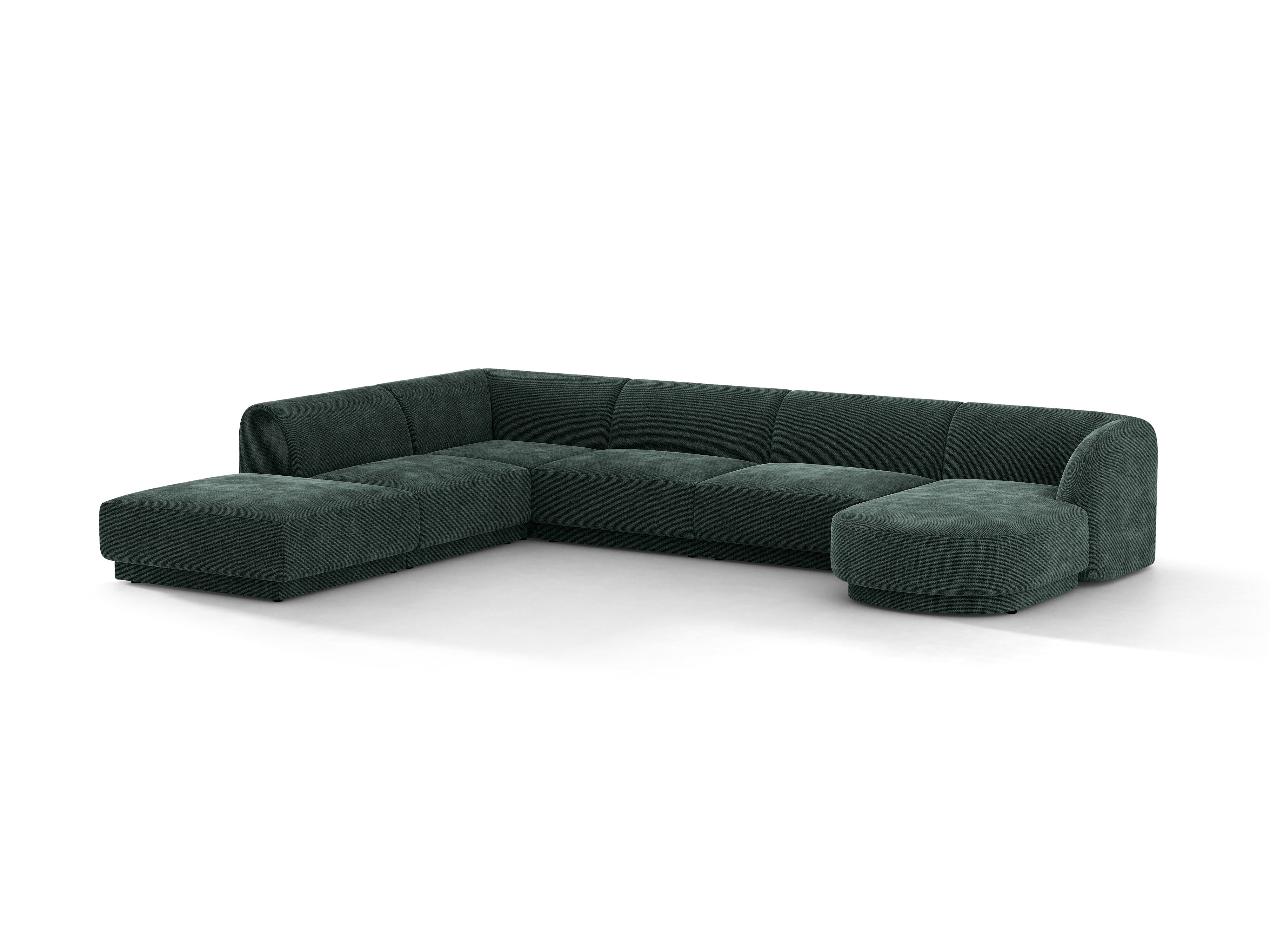 Left-sided panoramic corner sofa for 6 people MILEY petrol silky chenille