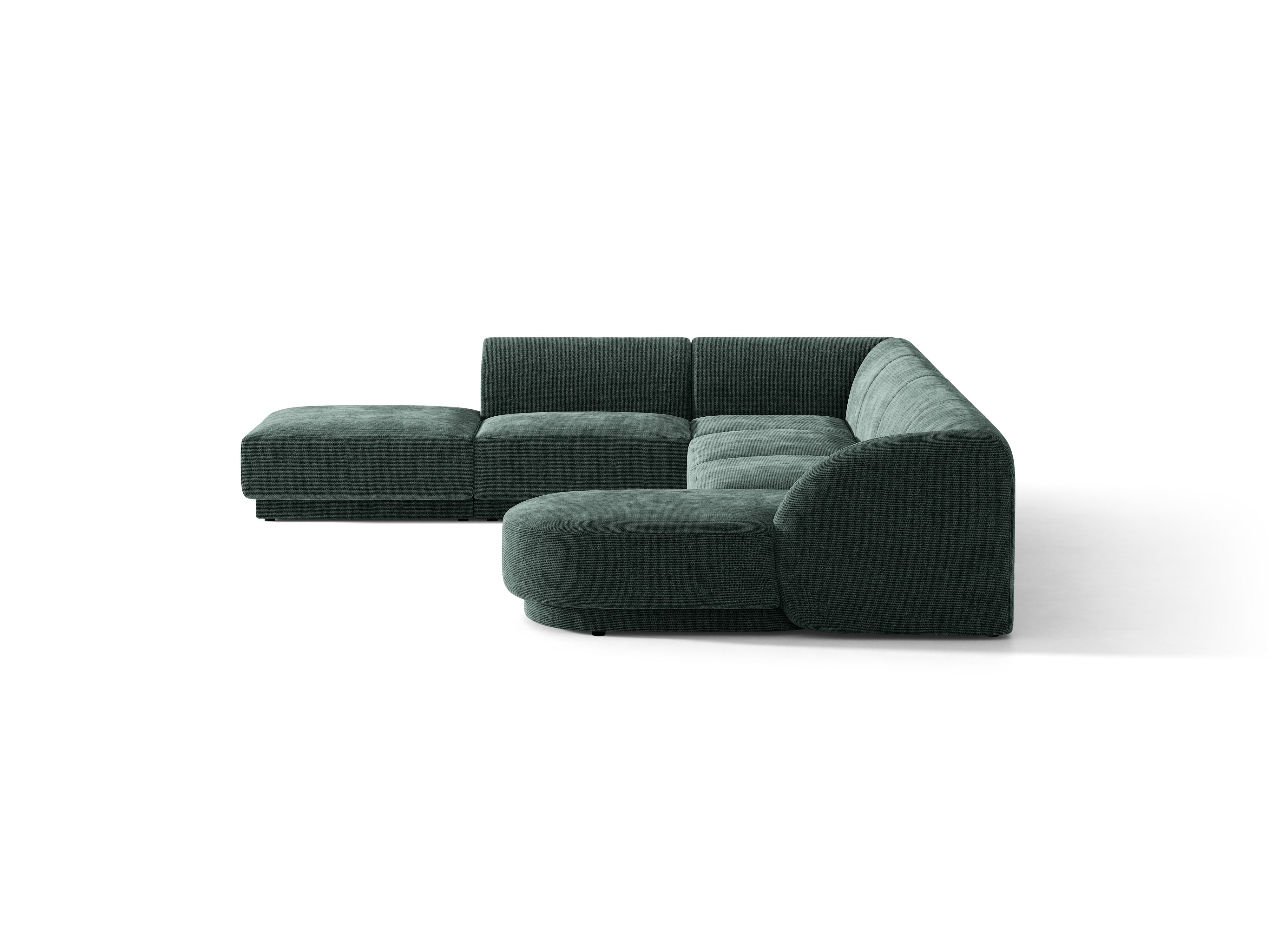 Left-sided panoramic corner sofa for 6 people MILEY petrol silky chenille