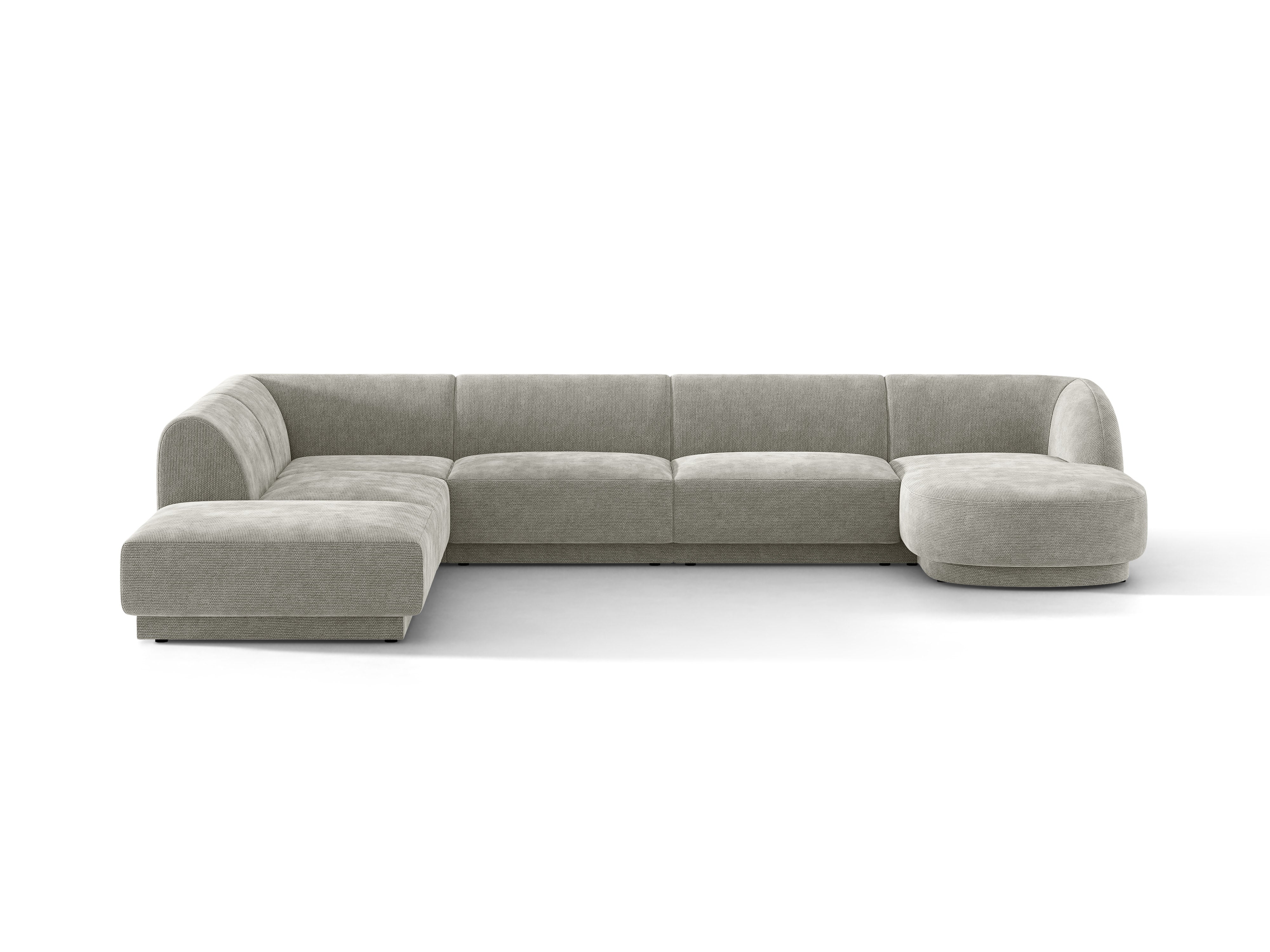 Left-sided panoramic corner sofa for 6 people MILEY light gray silky chenille