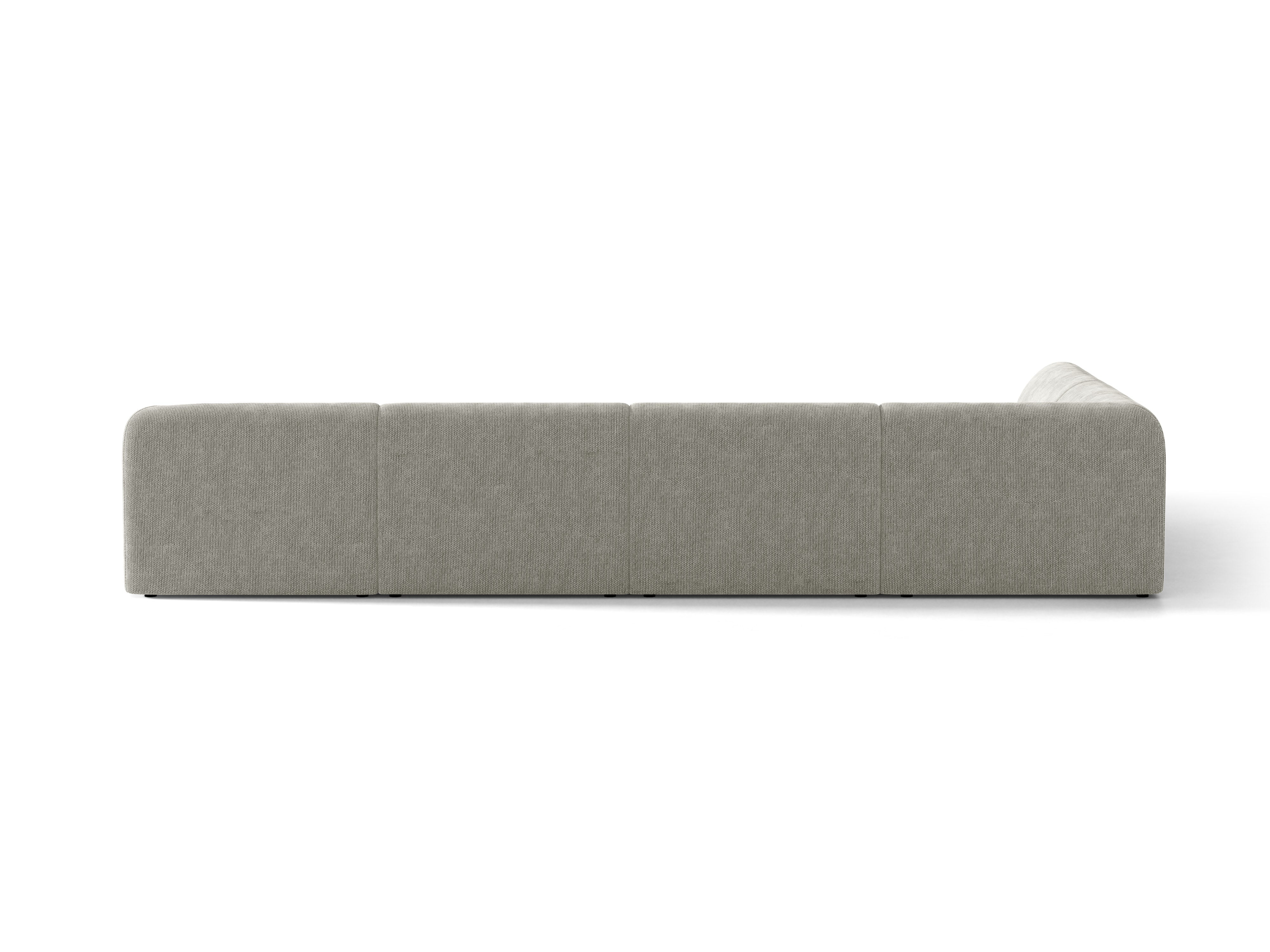 Left-sided panoramic corner sofa for 6 people MILEY light gray silky chenille
