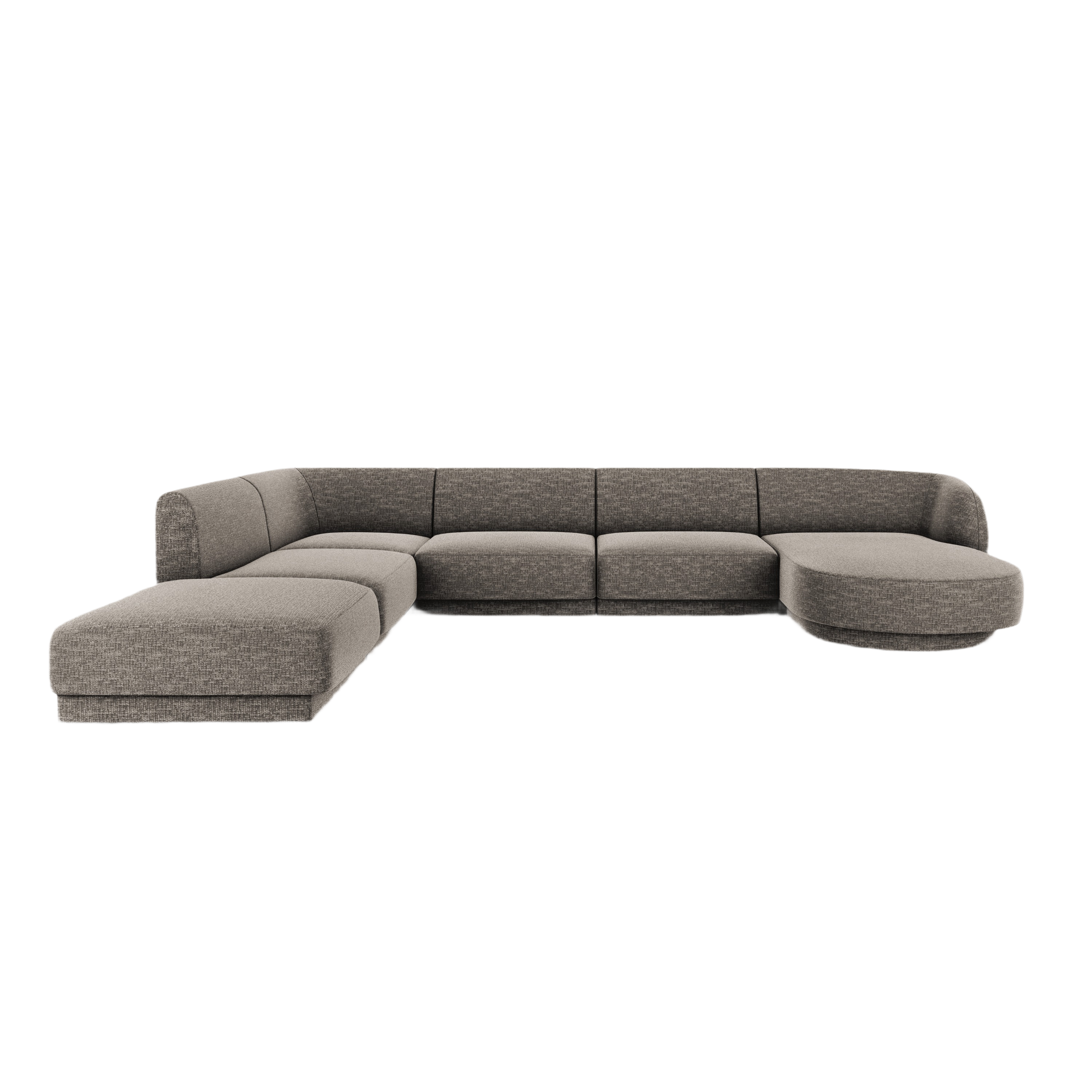 Left-sided panoramic sofa in the szenil fabric of 6-seater Miley Gray