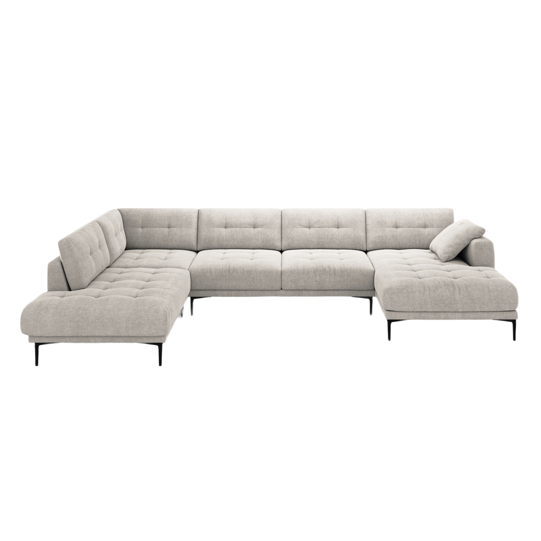 Left-sided panoramic corner sofa BEMY beige chenille