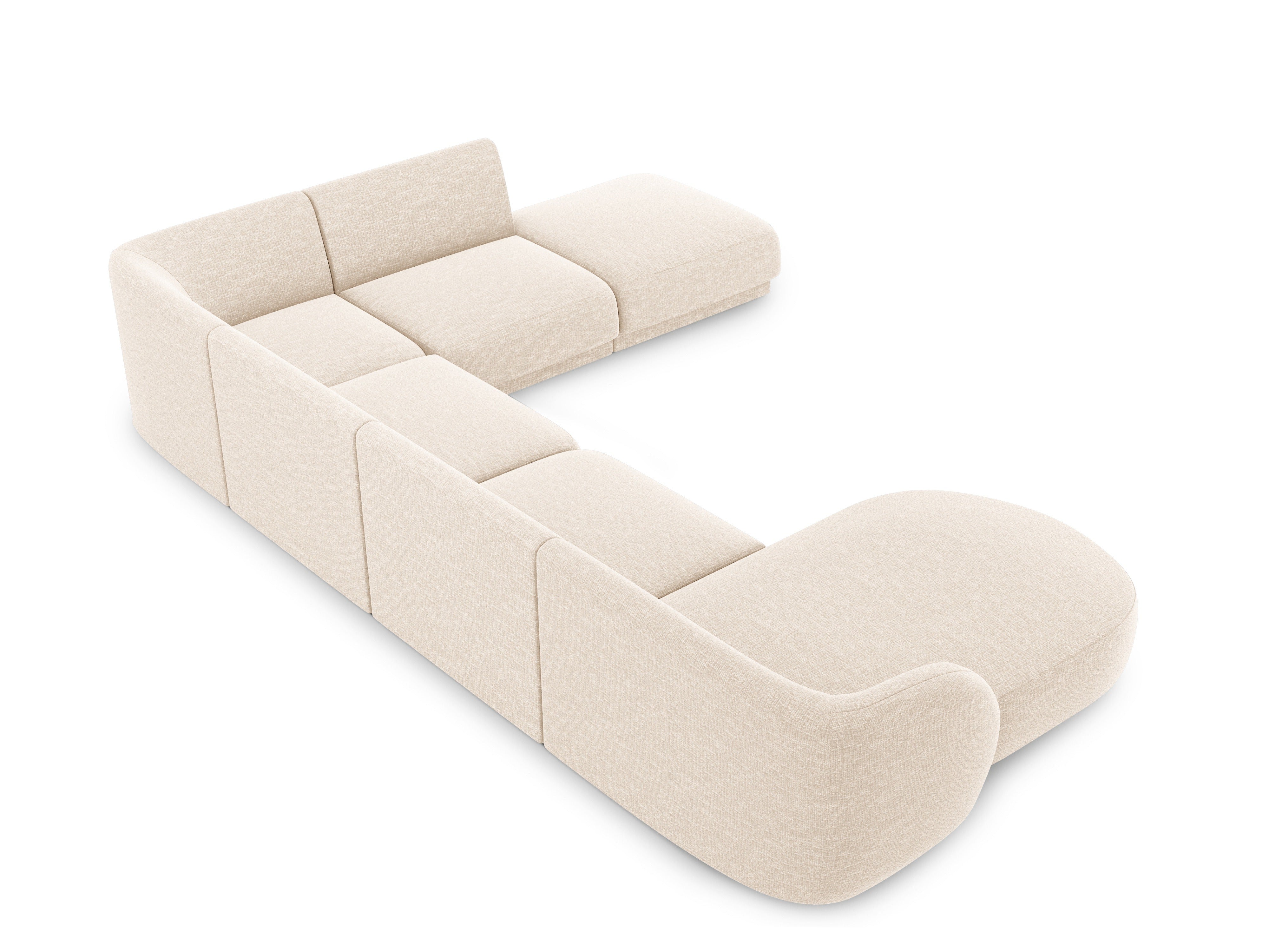 U-förmiger Ecksofa rechts MILEY Elfenbein Chenille
