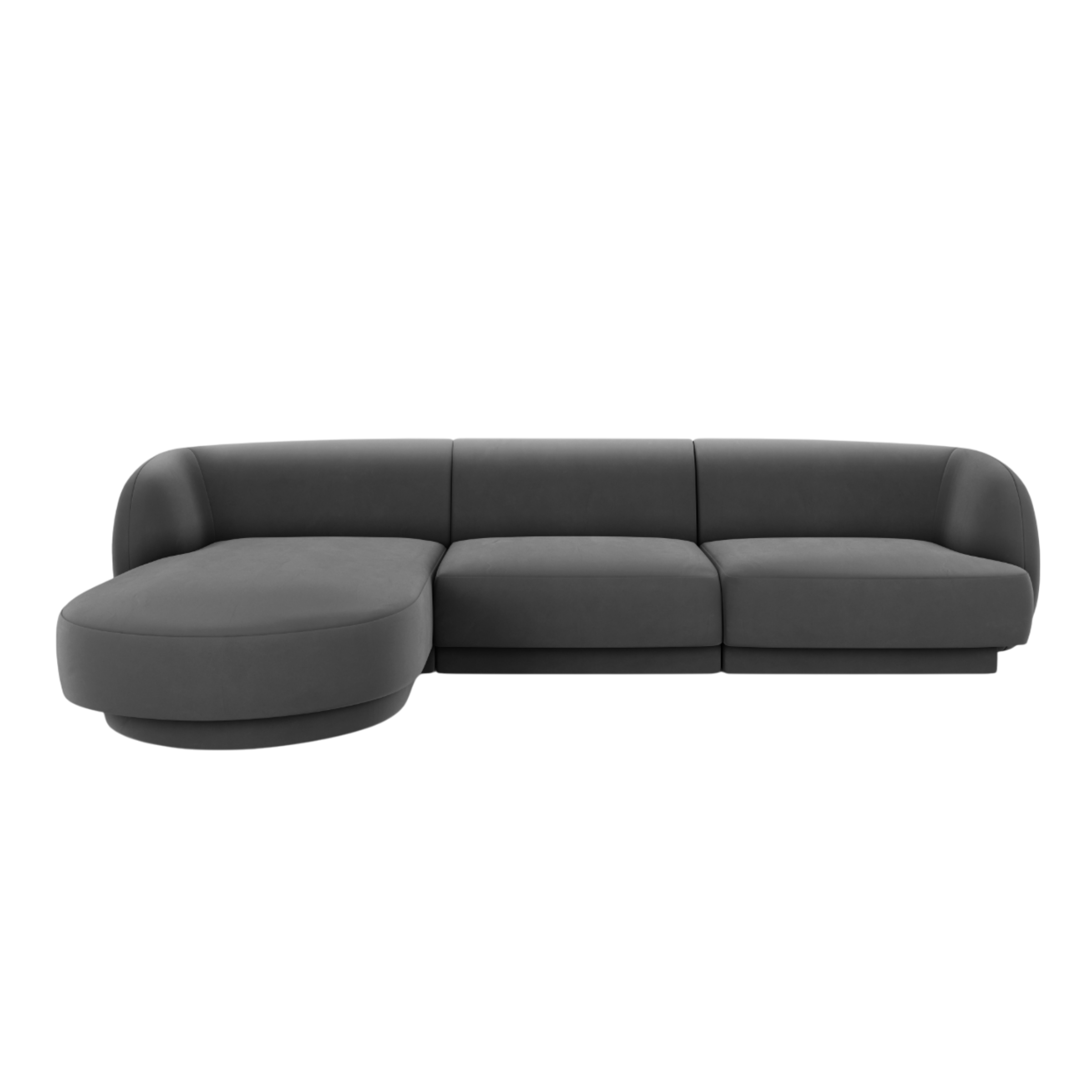 Samt-Ecksofa für 4 Personen links MILEY dunkelgrau
