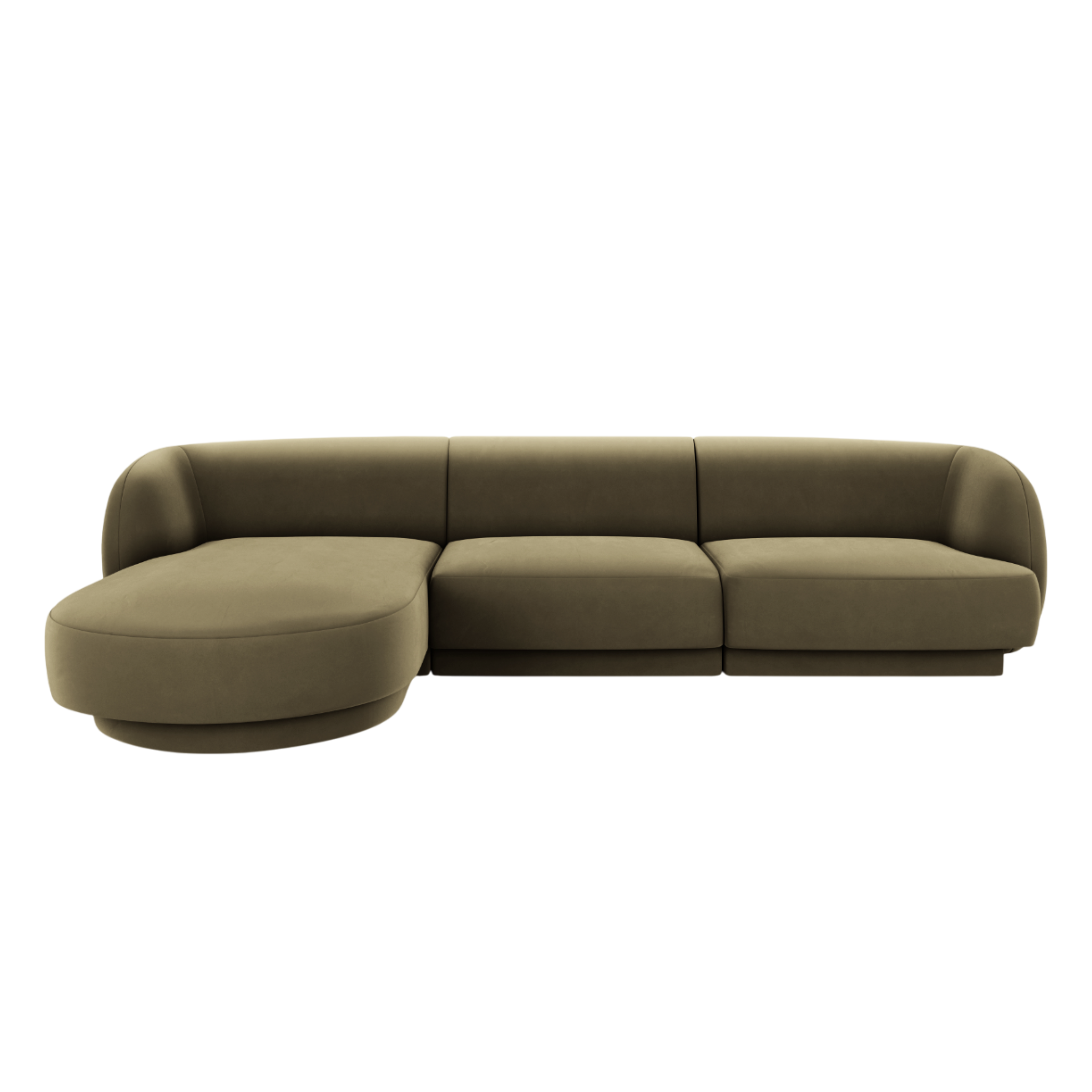 Samt-Ecksofa für 4 Personen links MILEY grün