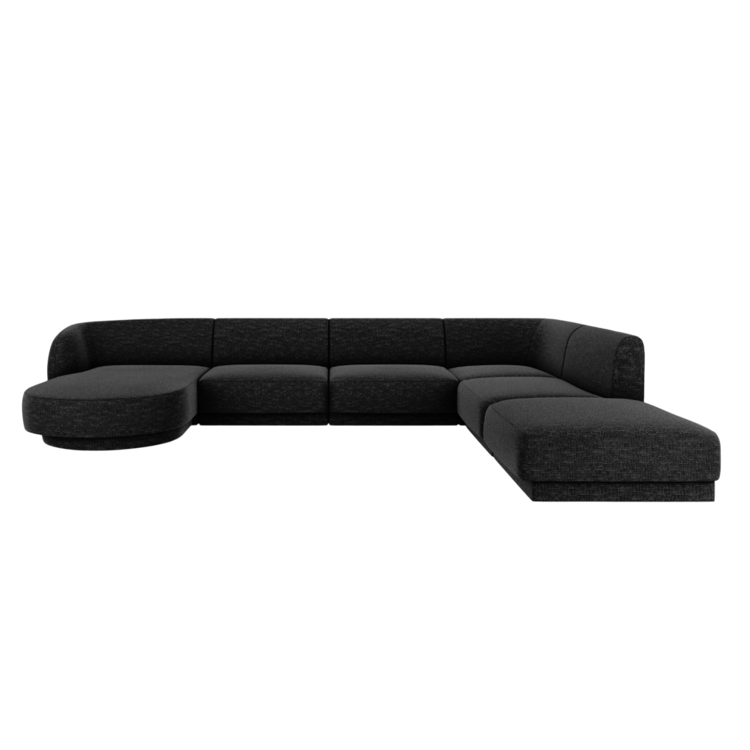 U-förmiger, rechtsseitiger Ecksofa MILEY aus schwarzem Chenille