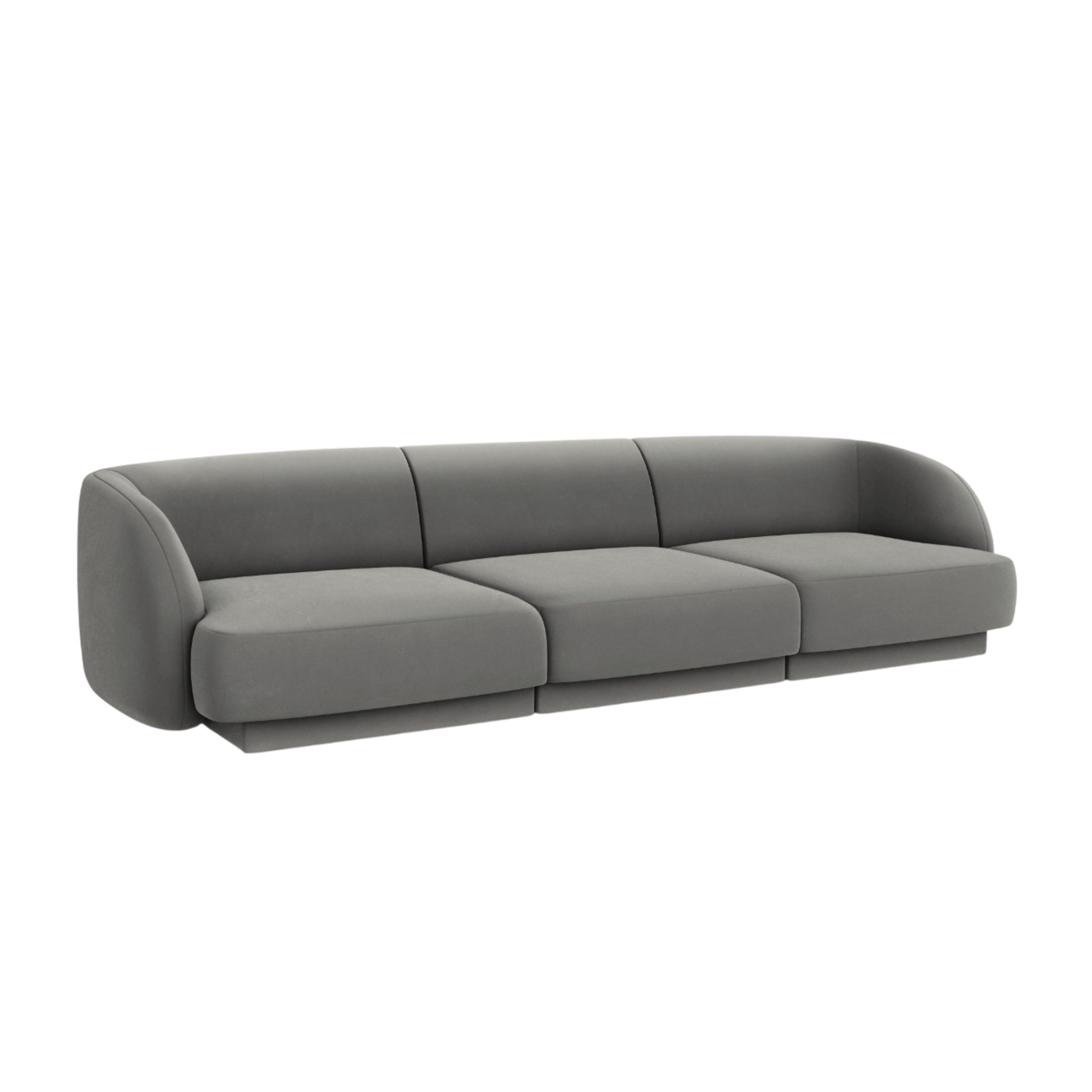 Miley Light Gray Velvet 3-Seater Sofa