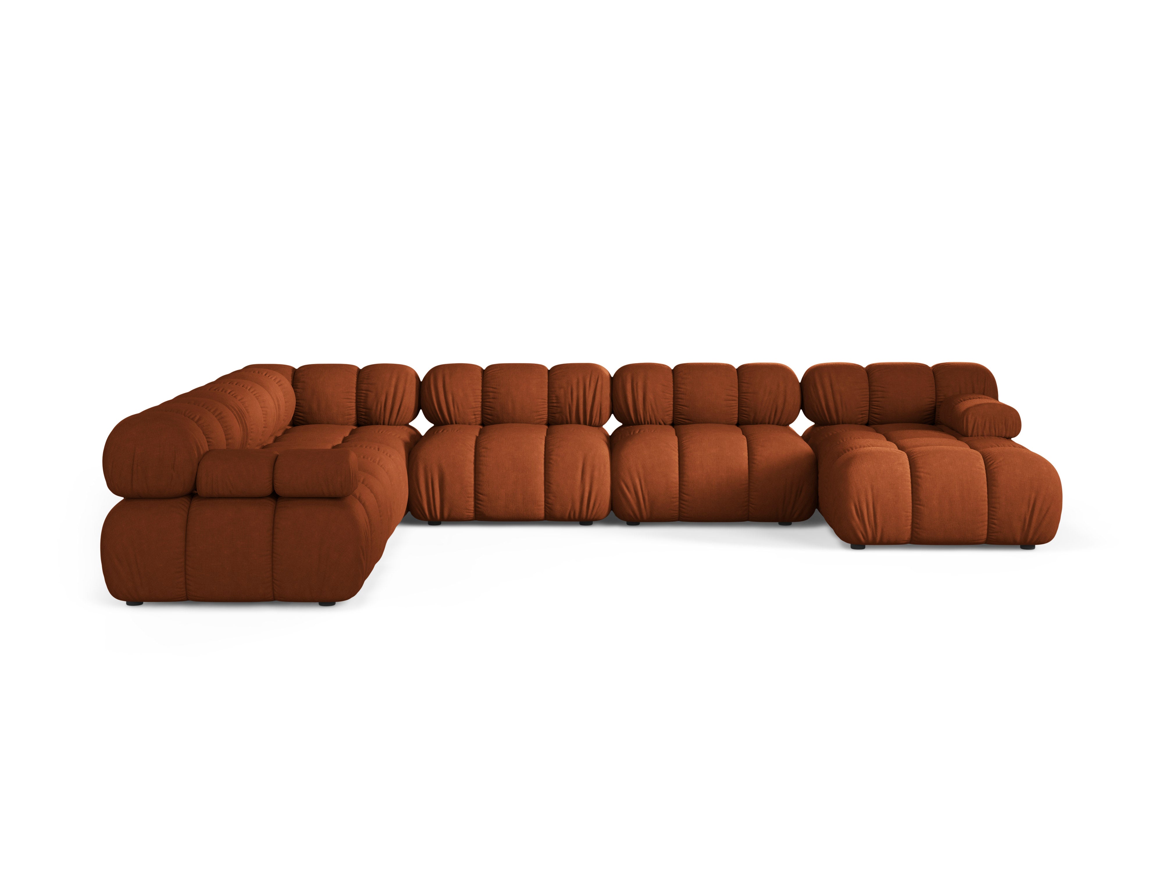 Left-facing panoramic corner sofa BELLIS in brick color