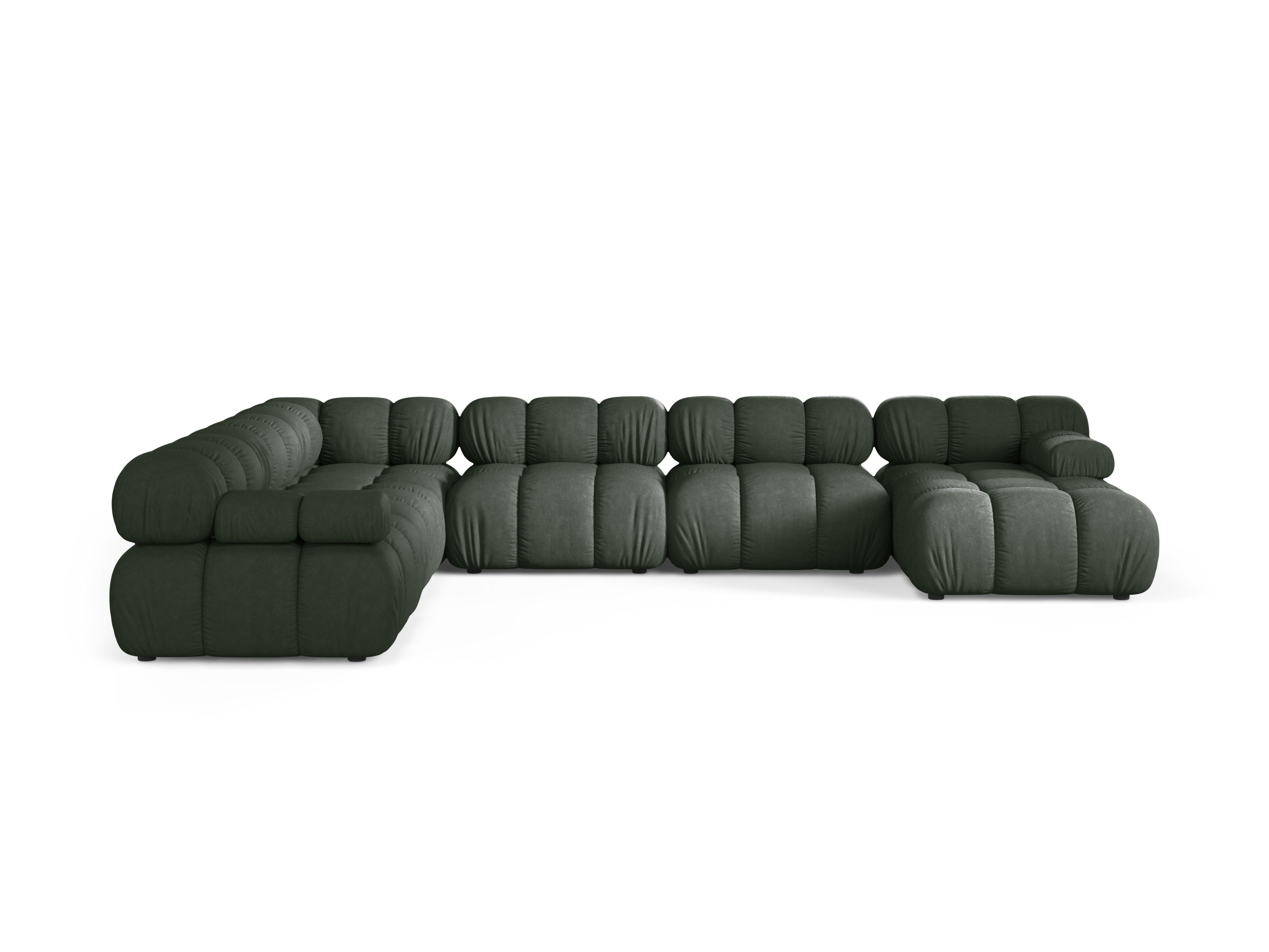 Left-facing panoramic corner sofa BELLIS in dark green
