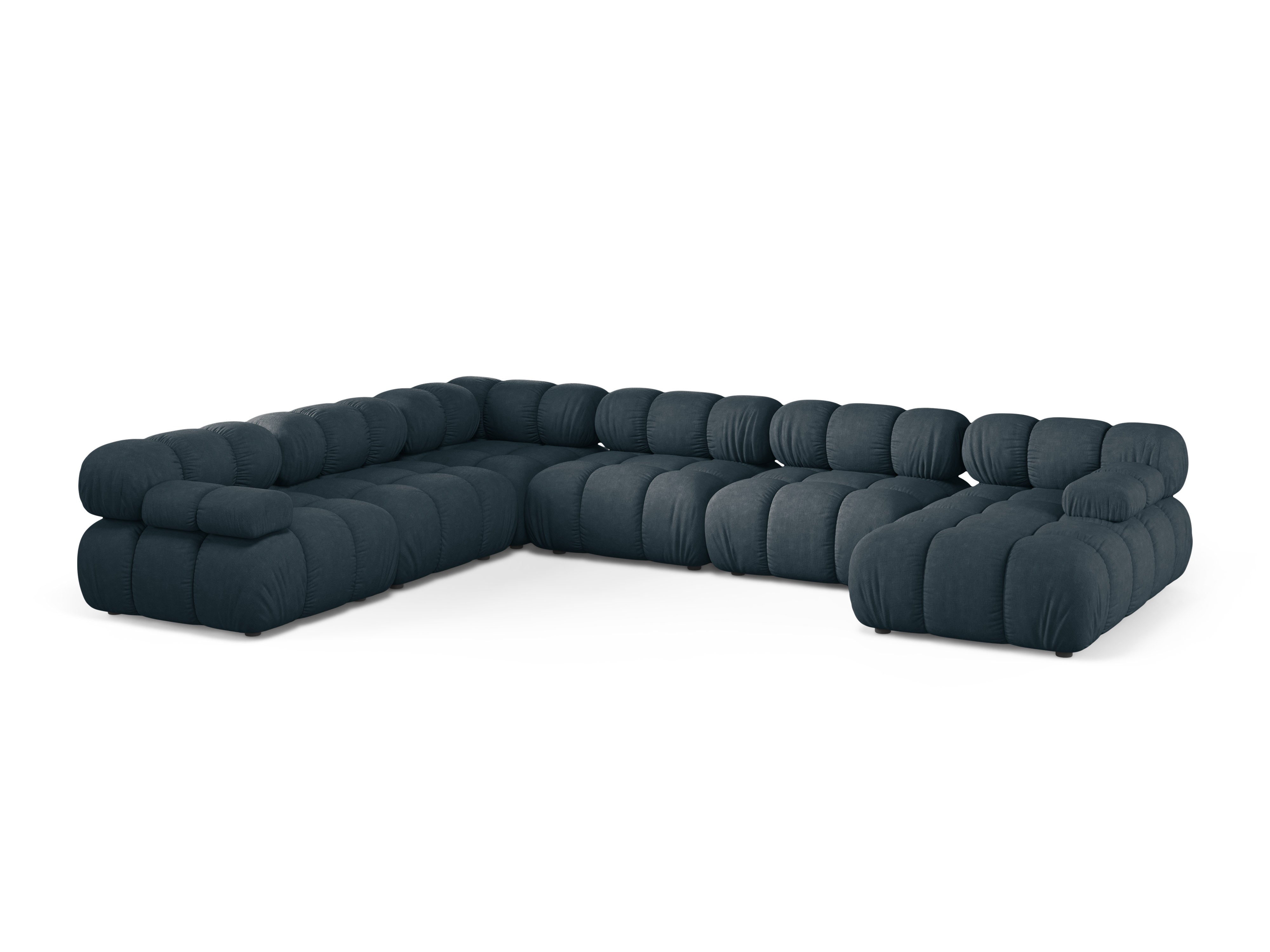 Left-facing panoramic corner sofa BELLIS in deep petrol.