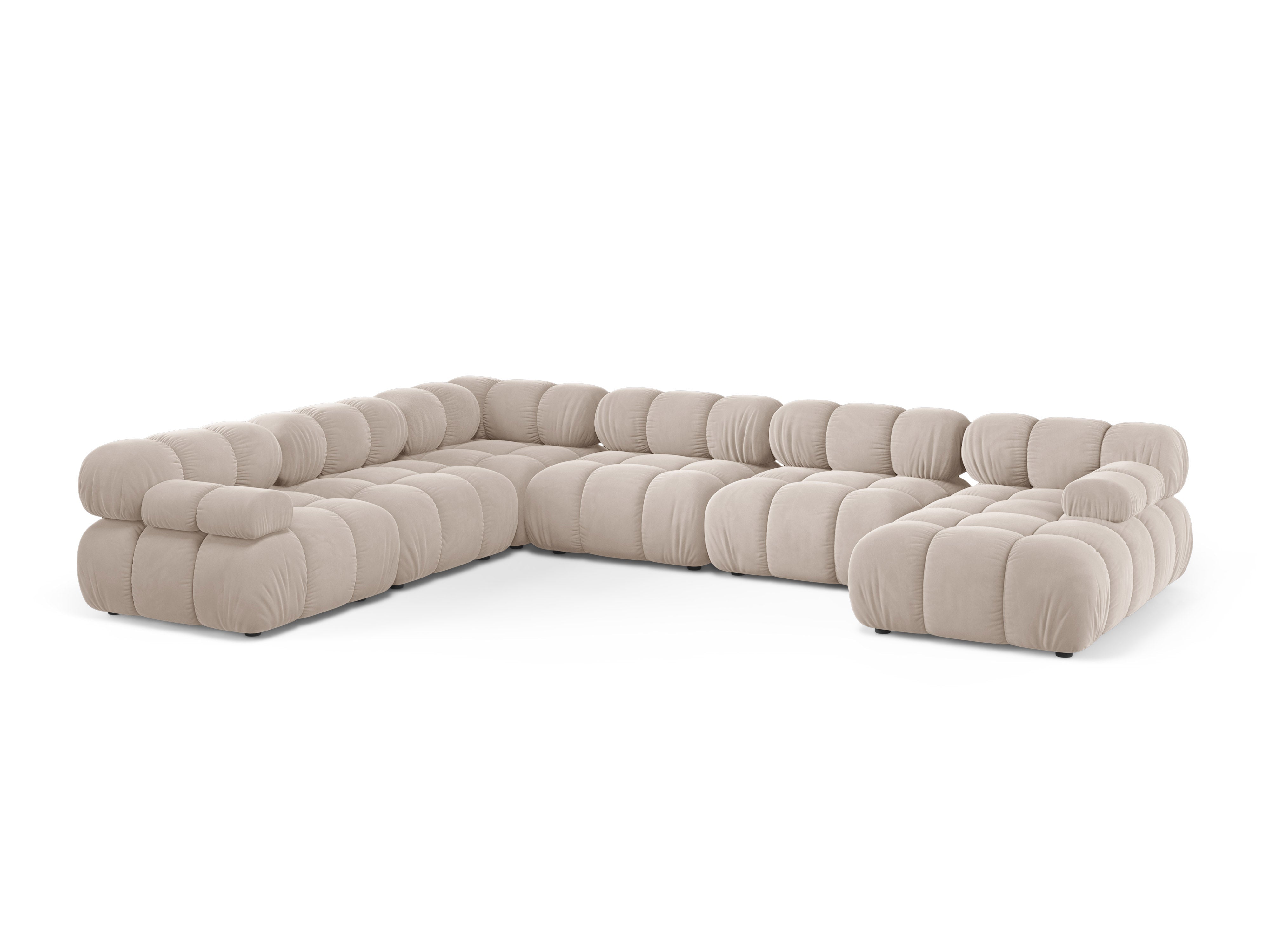 Left-facing panoramic corner sofa BELLIS in light beige velvet