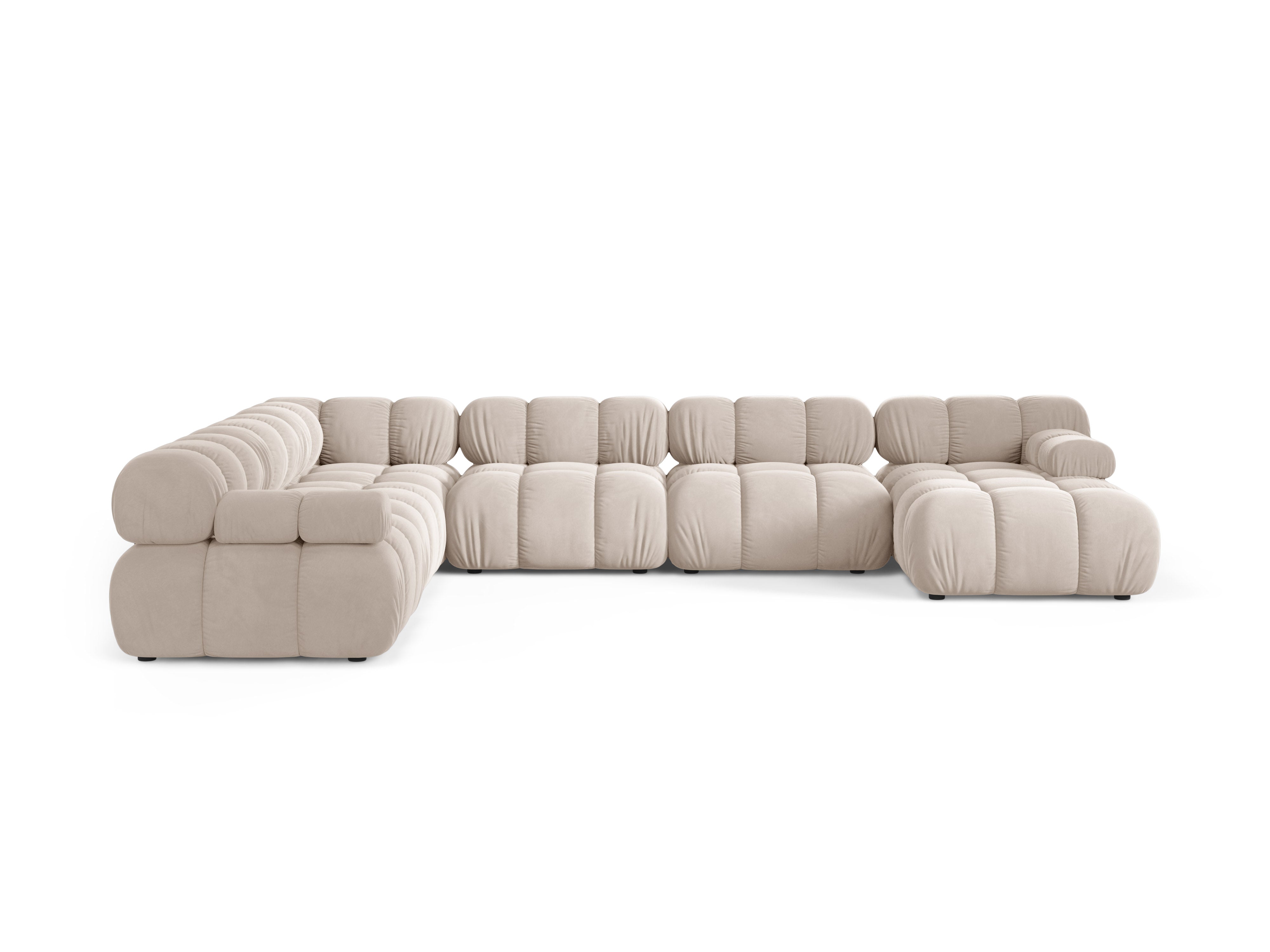 Left-facing panoramic corner sofa BELLIS in light beige velvet