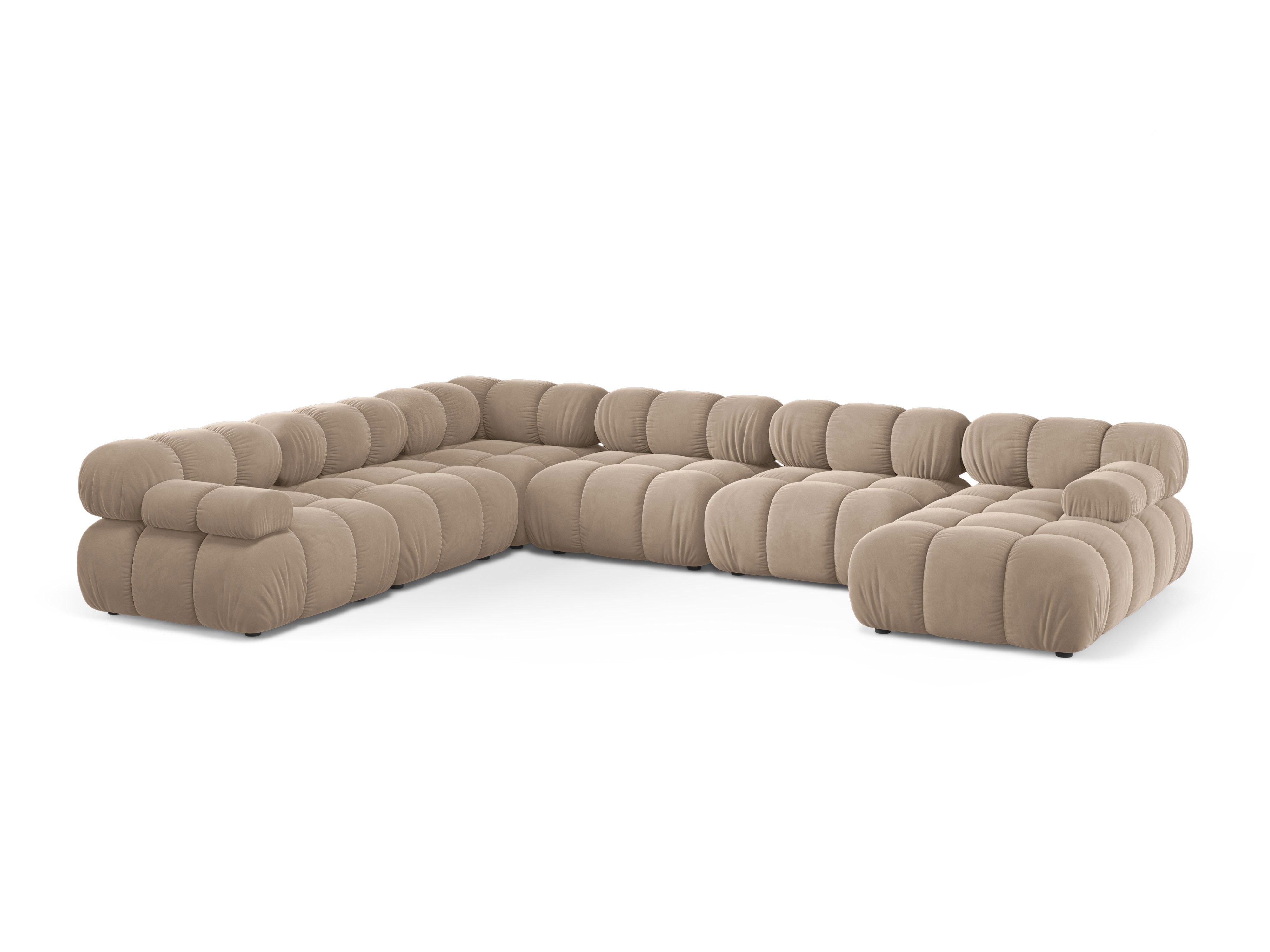 Left-facing panoramic corner sofa BELLIS in beige velvet