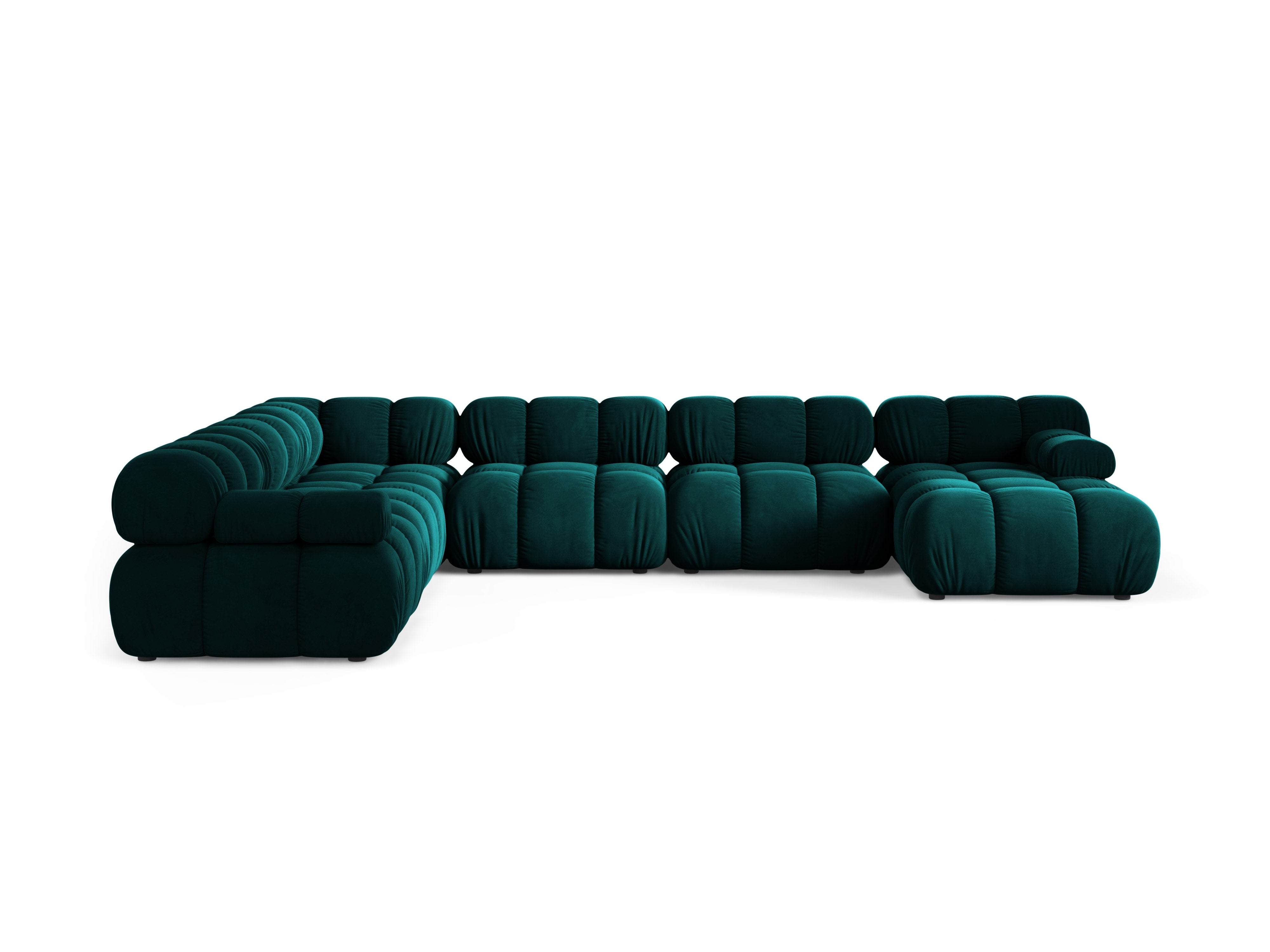 Left-facing panoramic corner sofa BELLIS in deep petrol velvet