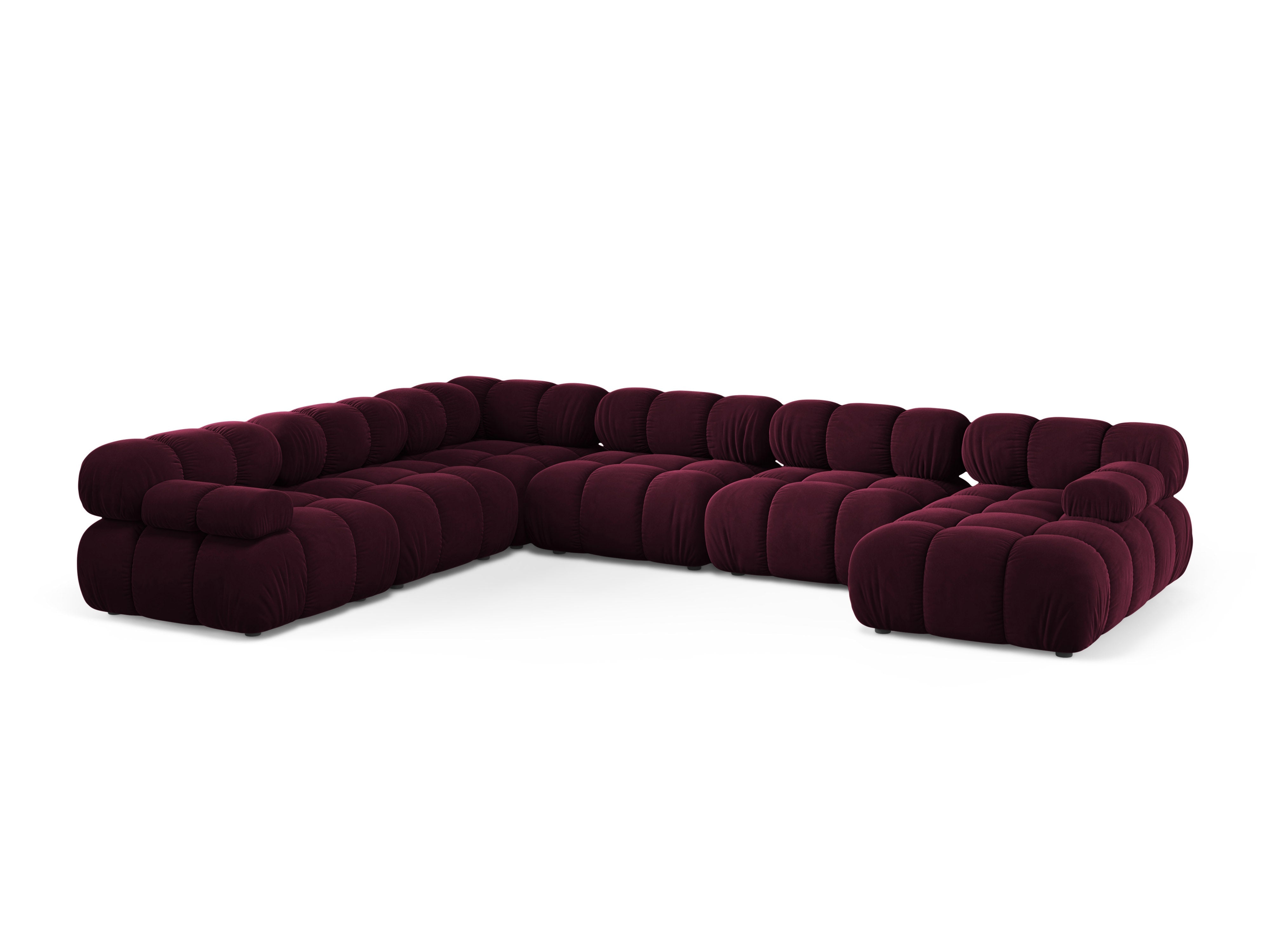 Left-facing panoramic corner sofa BELLIS in burgundy velvet
