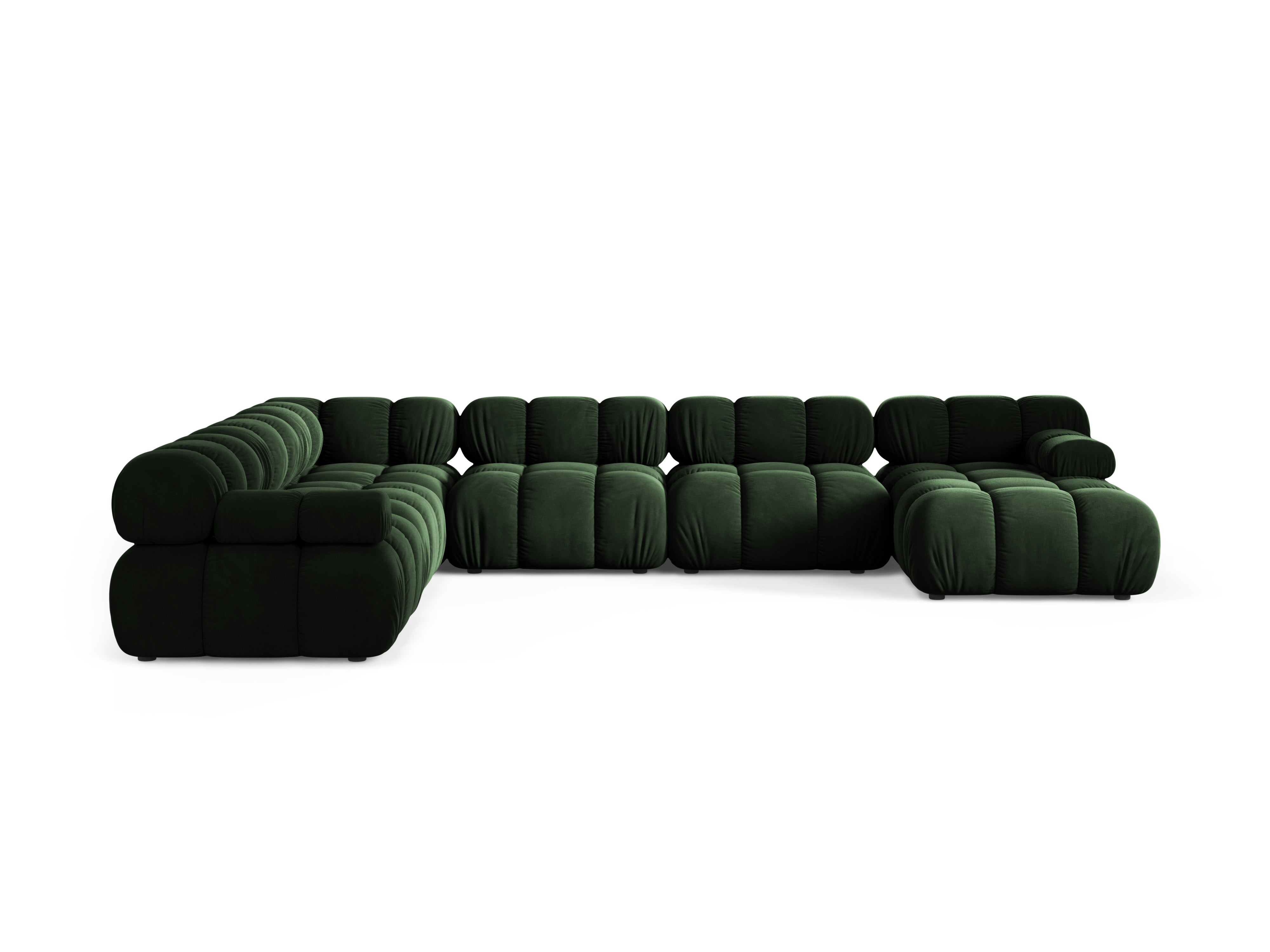 Left-facing panoramic corner sofa BELLIS in bottle green velvet