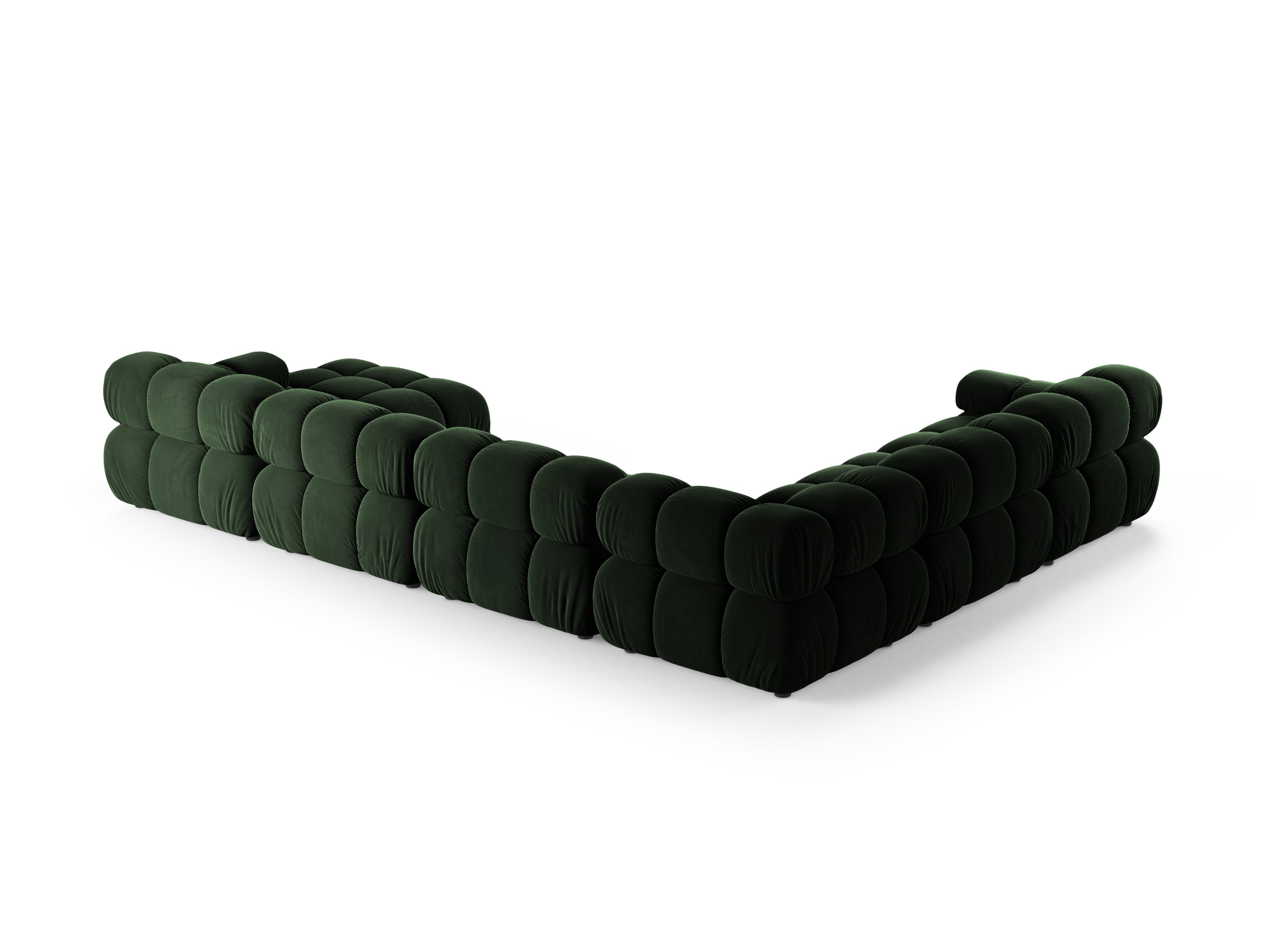 Left-facing panoramic corner sofa BELLIS in bottle green velvet
