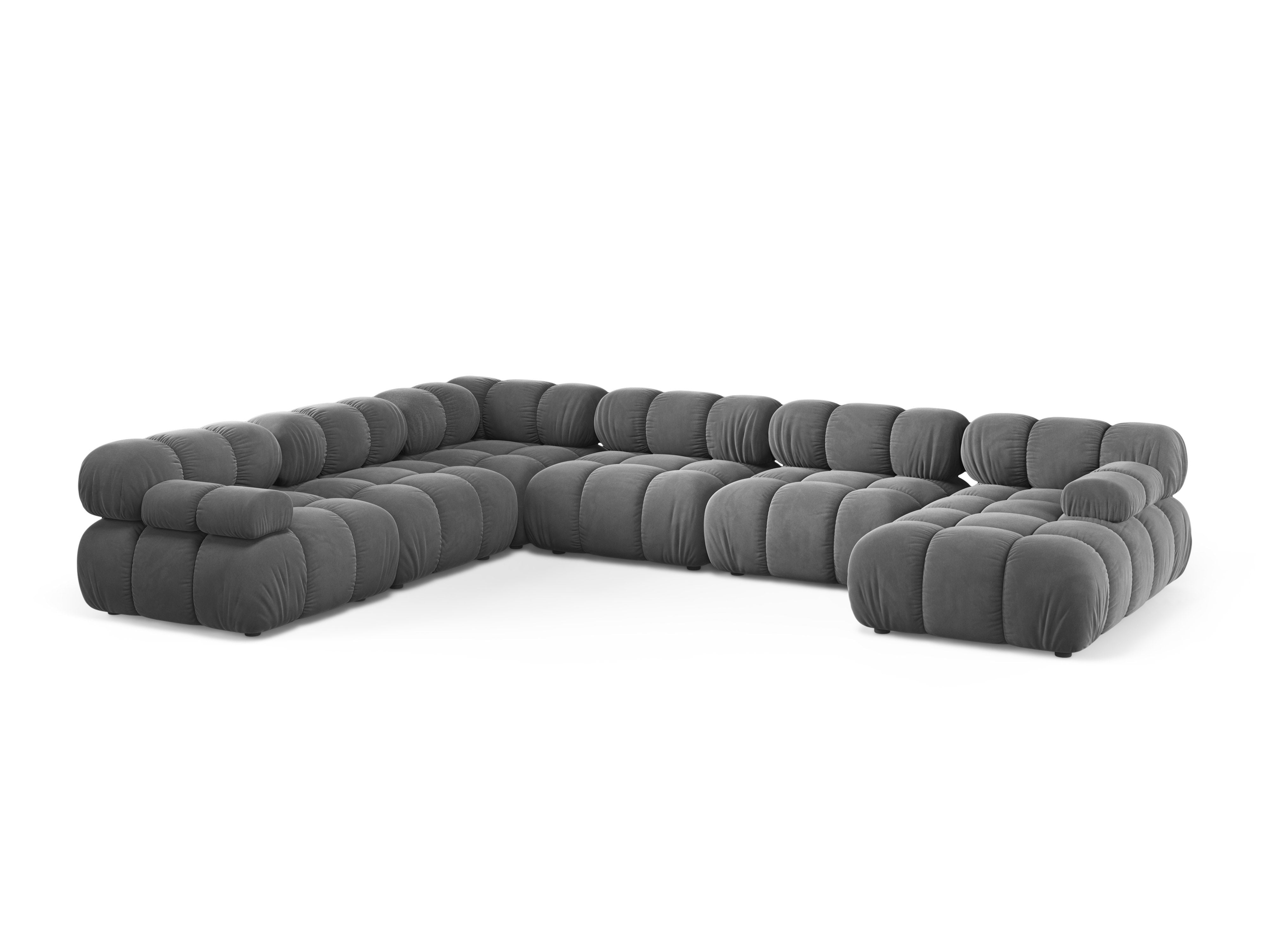 Left-facing panoramic corner sofa BELLIS in gray velvet