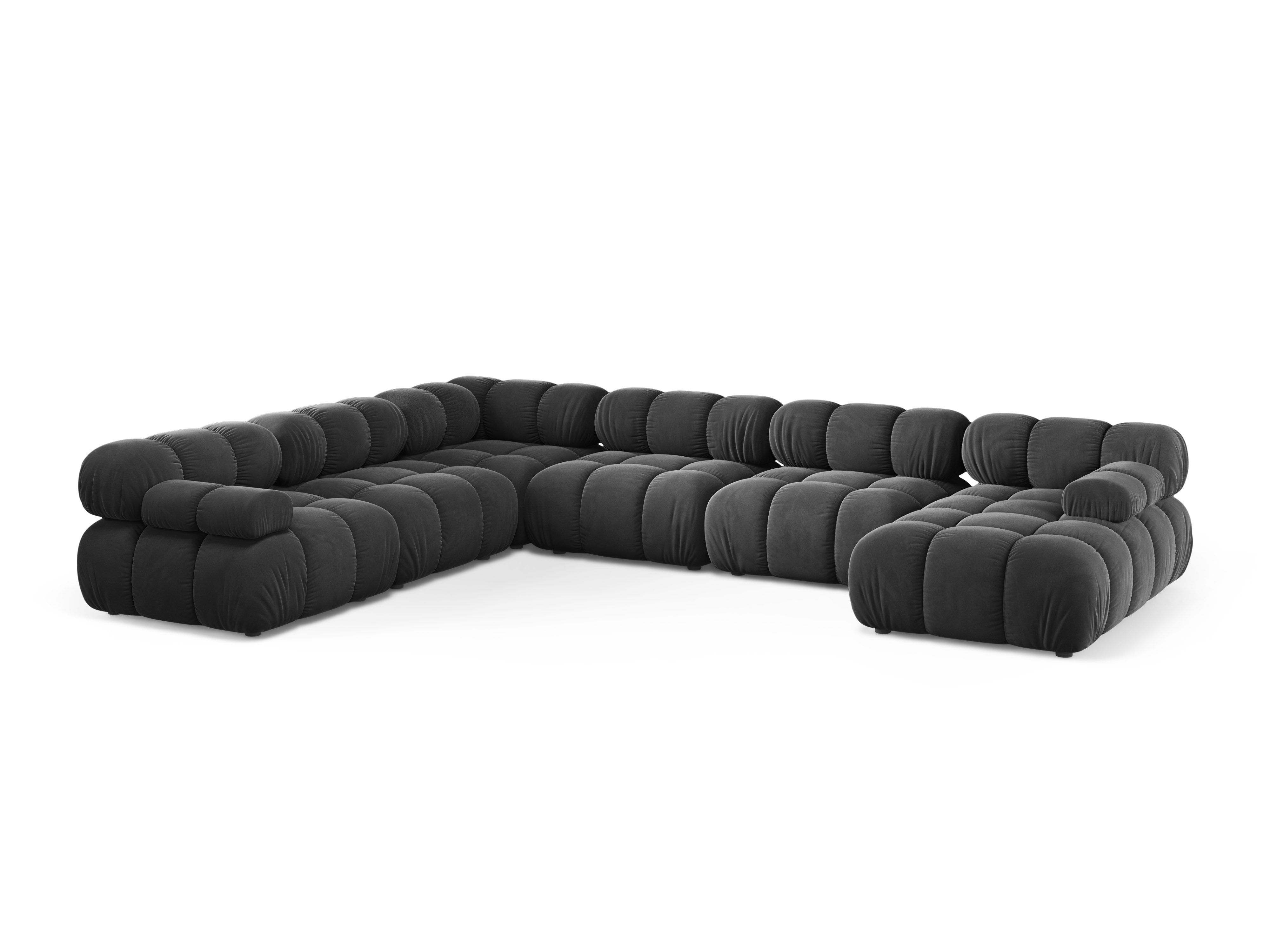 Left-facing panoramic corner sofa BELLIS in dark gray velvet