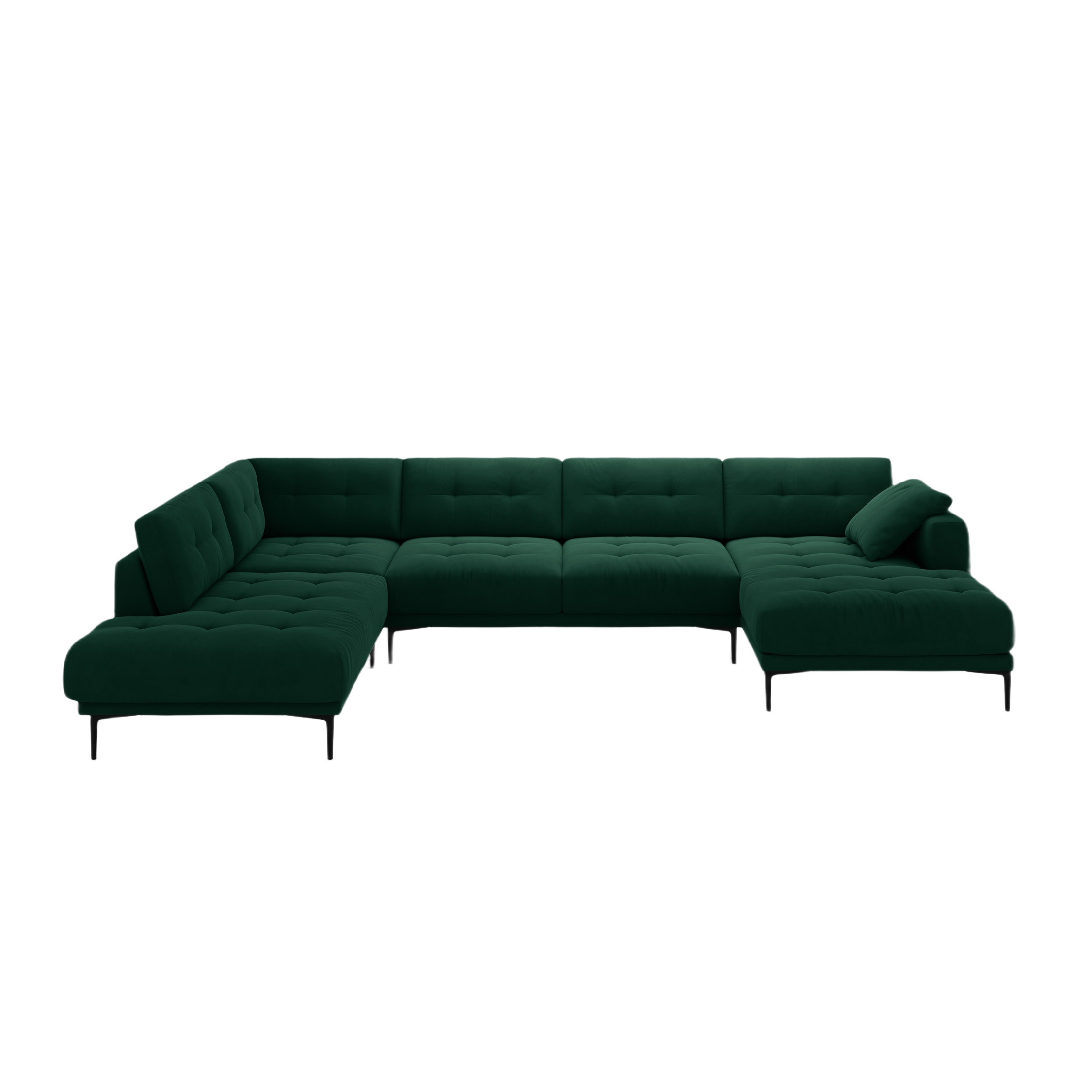 Left-facing panoramic corner sofa velvet BEMY bottle green