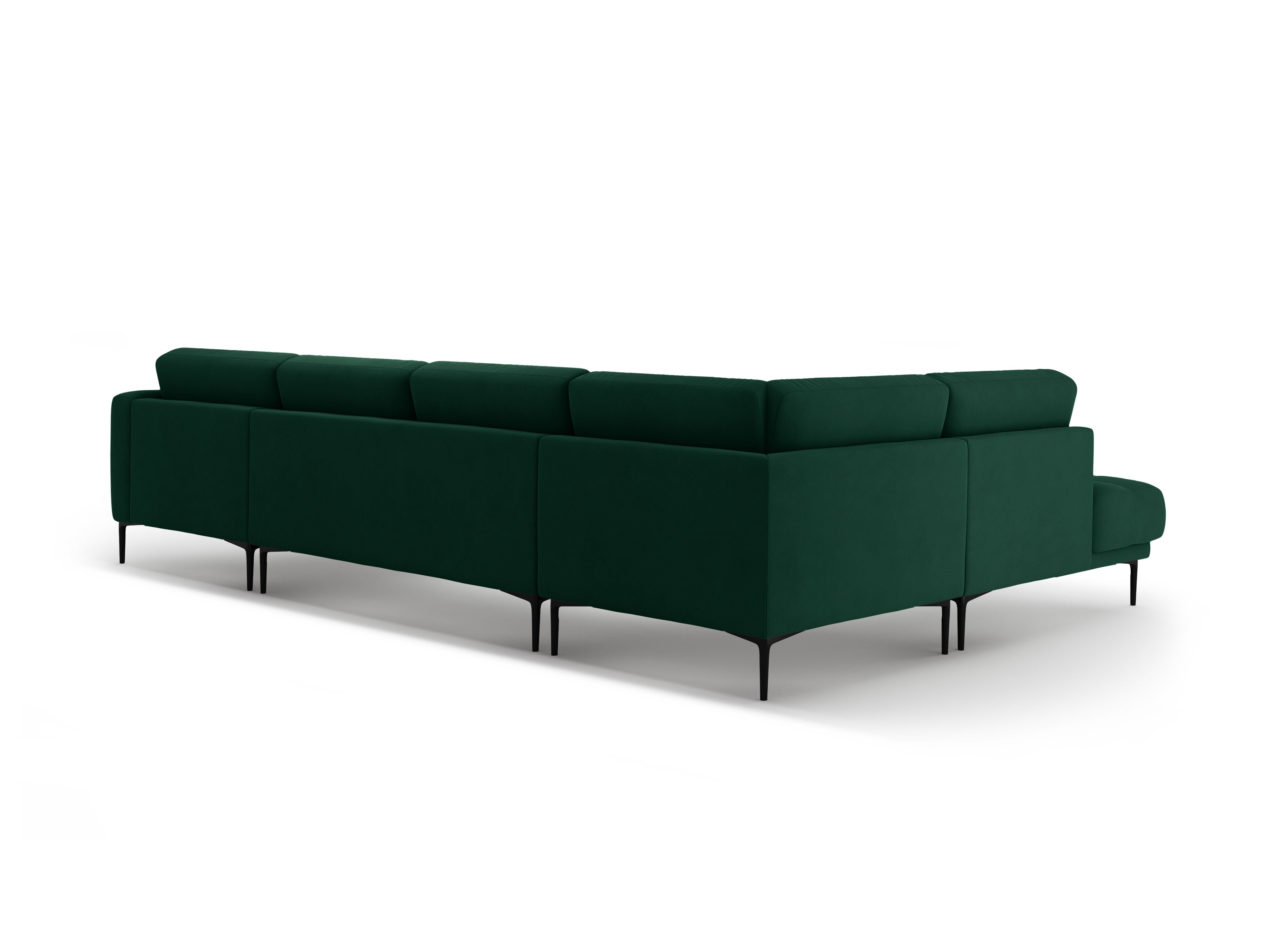 Left-facing panoramic corner sofa velvet BEMY bottle green