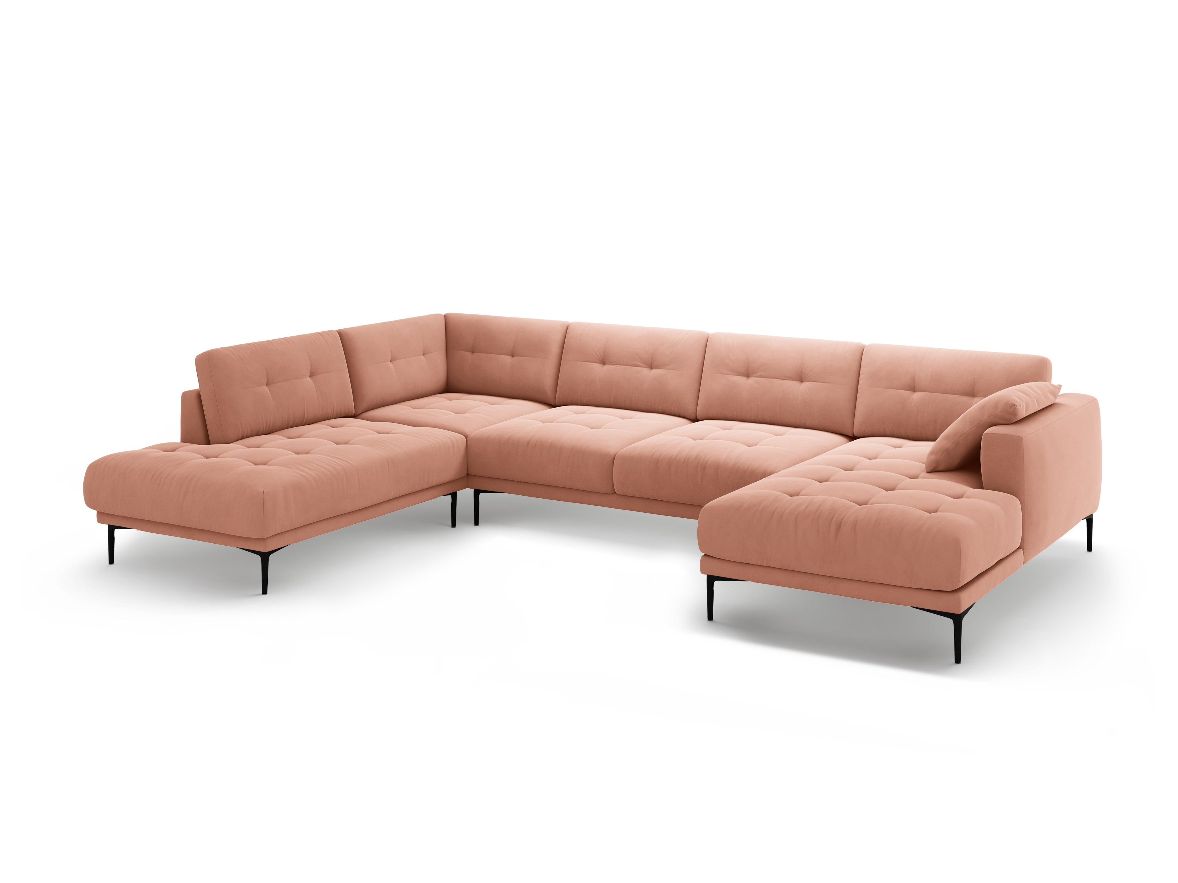 Left-sided panoramic velvet corner sofa BEMY pink