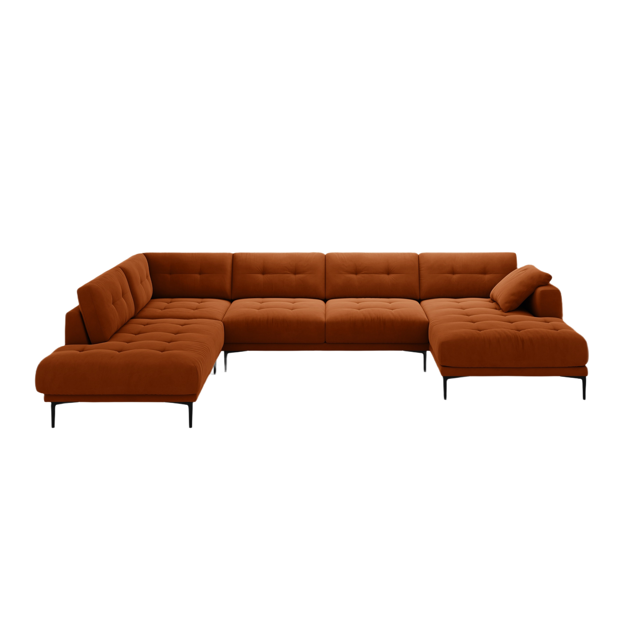 Left-sided panoramic velvet corner sofa BEMY terracotta