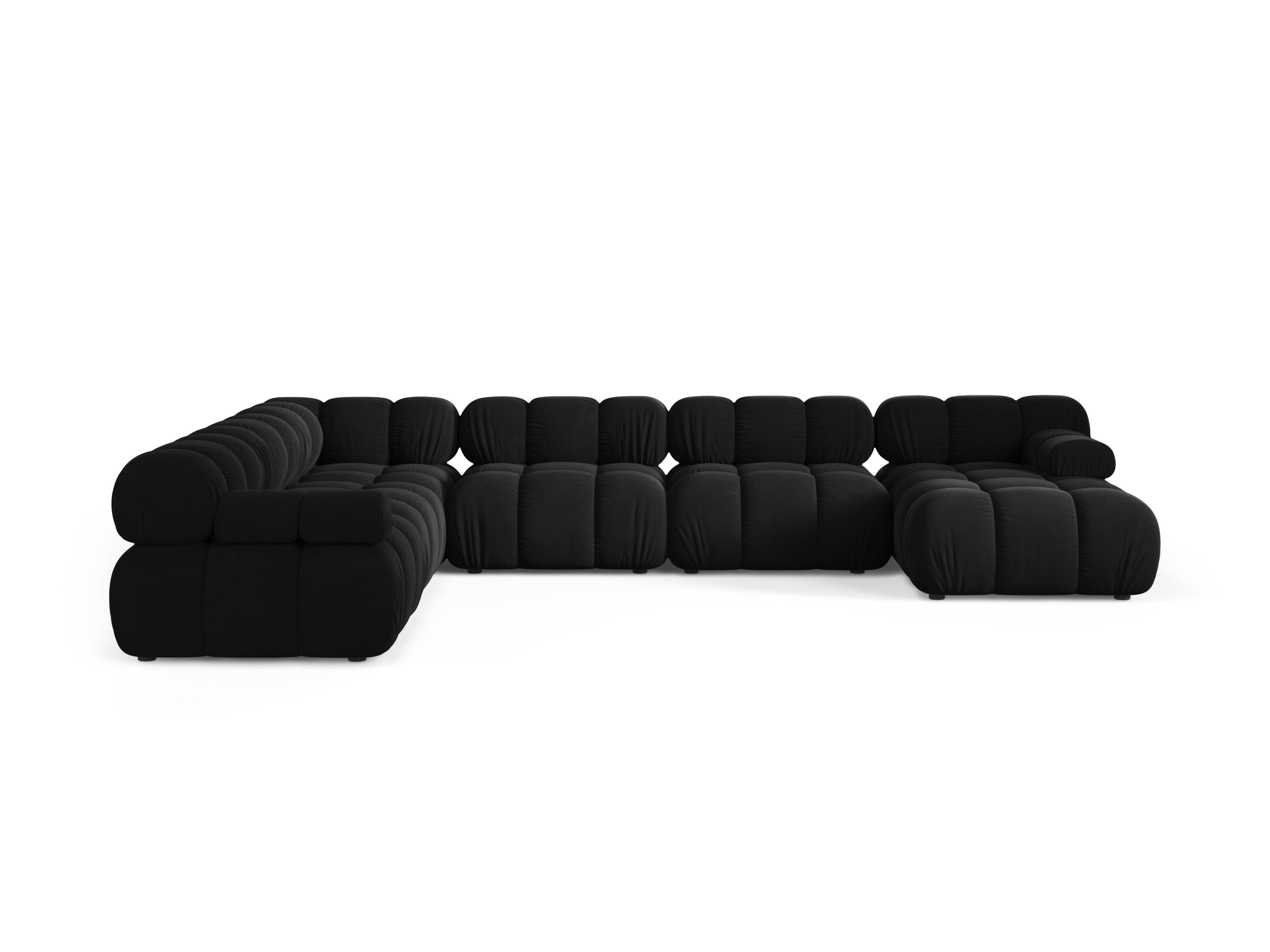 Panoramic Velvet Left-Arm Sofa BELLIS in Black