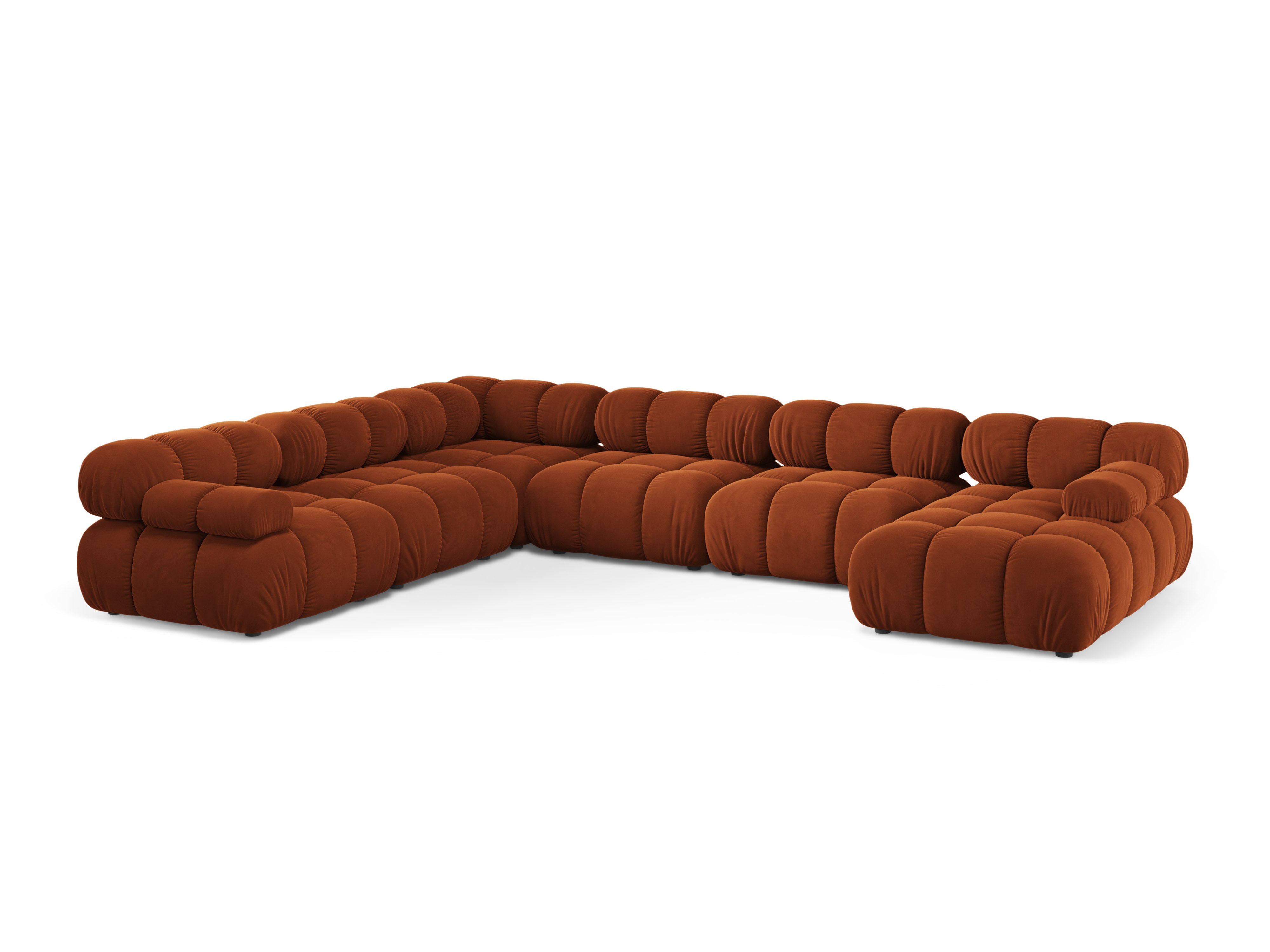 Panoramic Velvet Left-Arm Sofa BELLIS in Brick Red