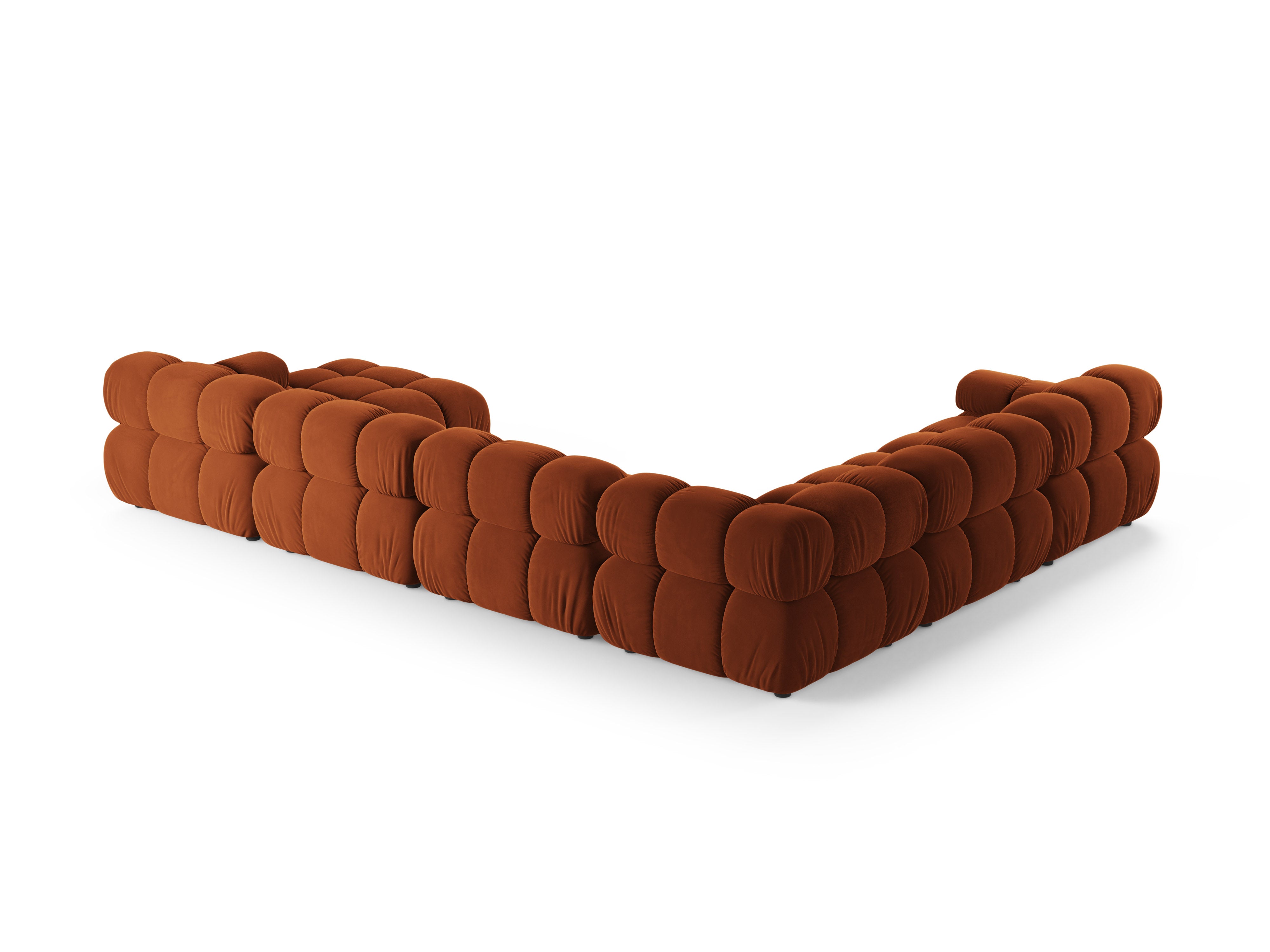 Panoramic Velvet Left-Arm Sofa BELLIS in Brick Red