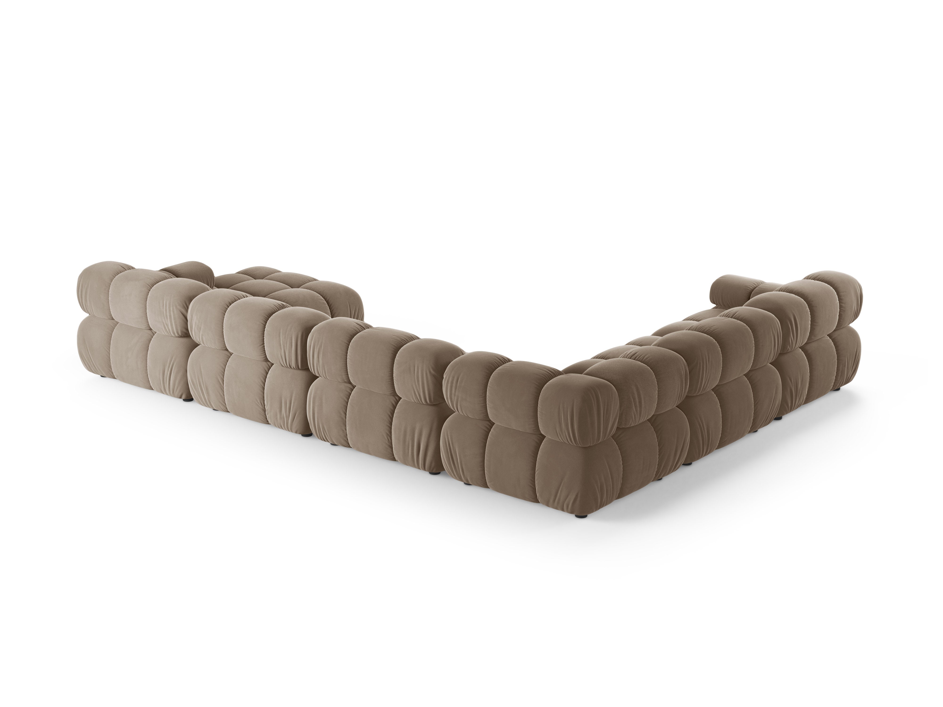 Panoramic Velvet Corner Sofa BELLIS Left Side in Cappuccino