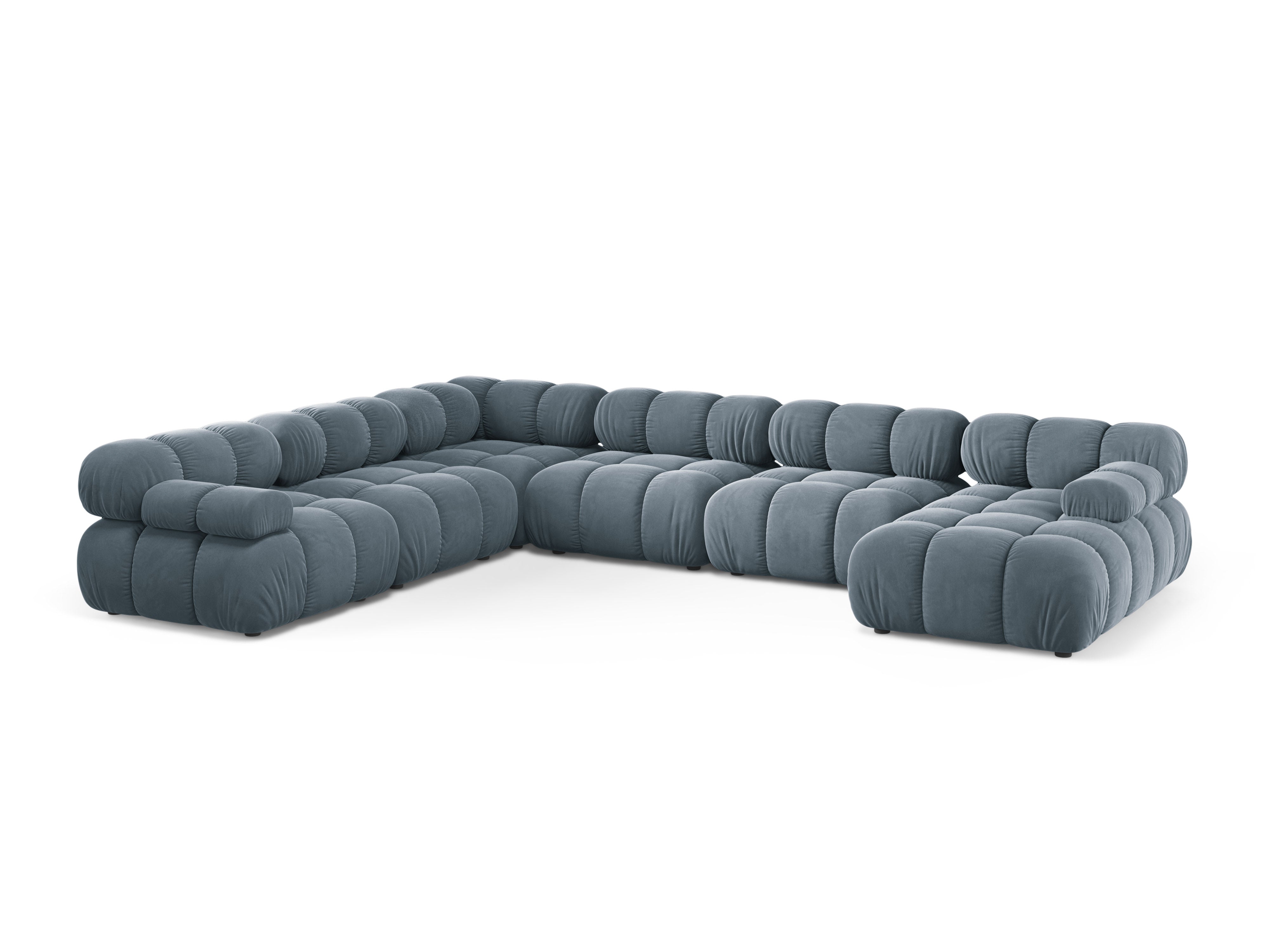 Panoramic Velvet Left-Arm Sofa BELLIS in Blue