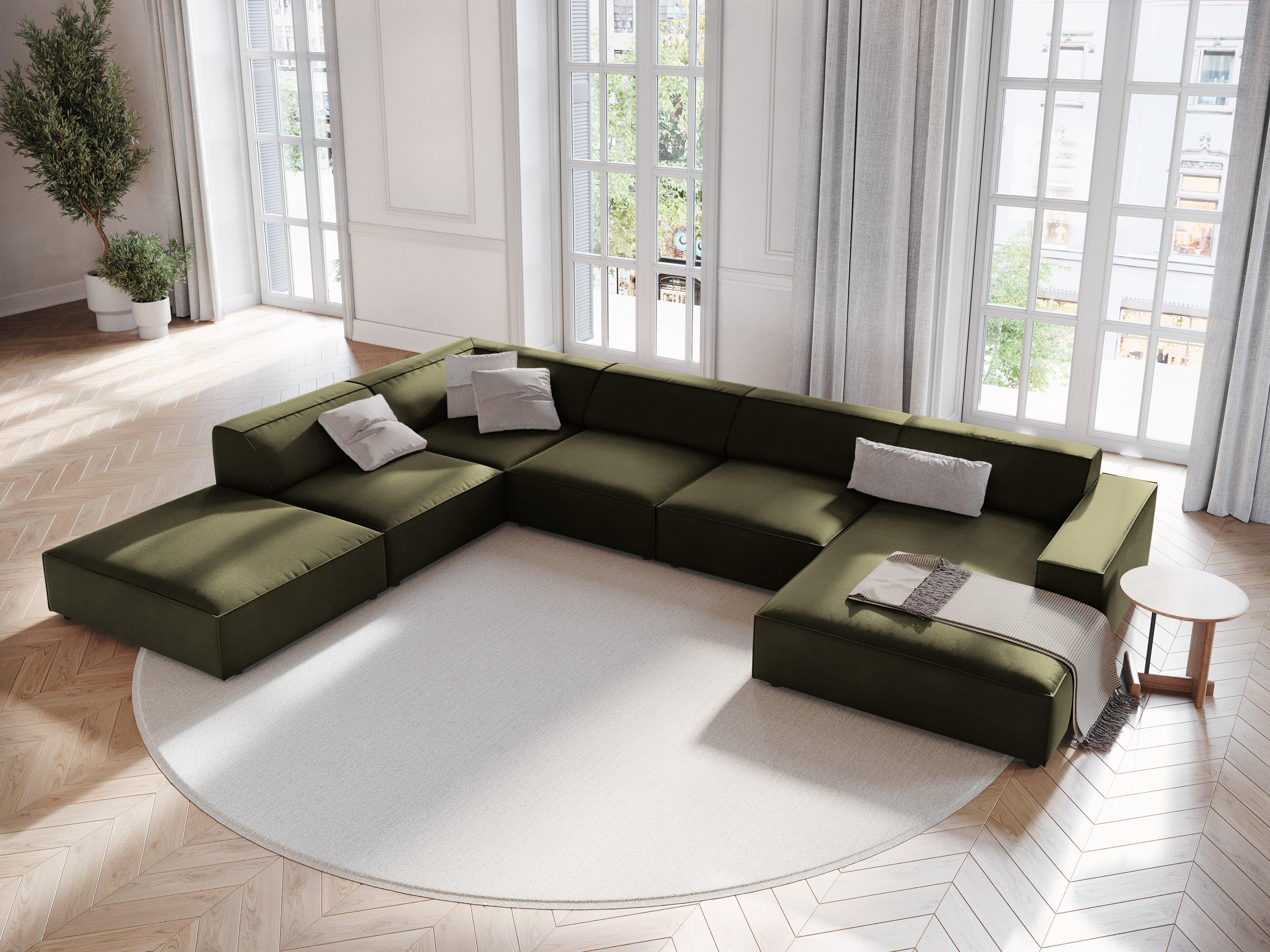 Sofa panoramiczna aksamitna lewostronna JODIE zielony Micadoni Eye on Design