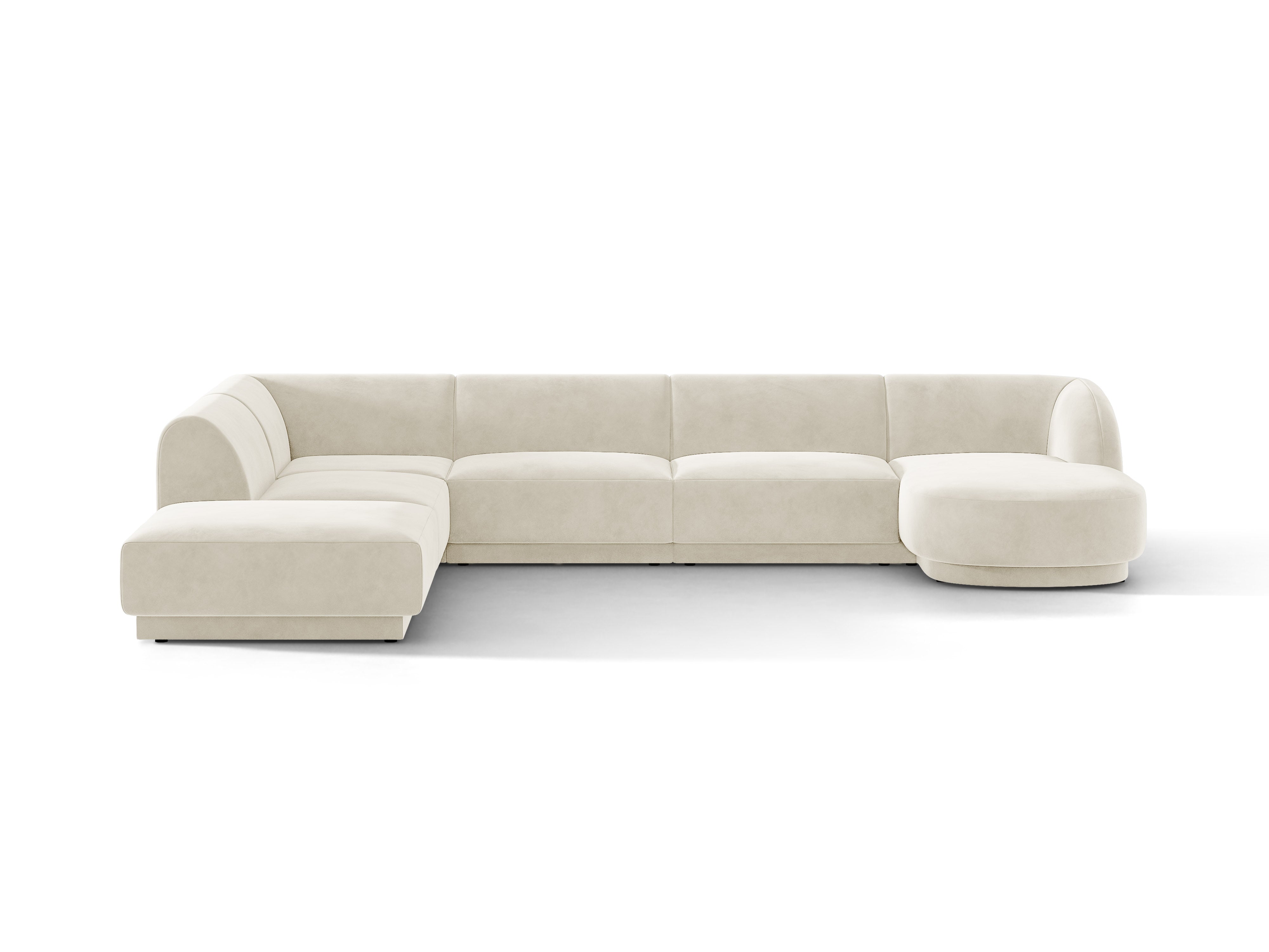 Velvet corner sofa for 6 people in left-facing U shape MILEY beige