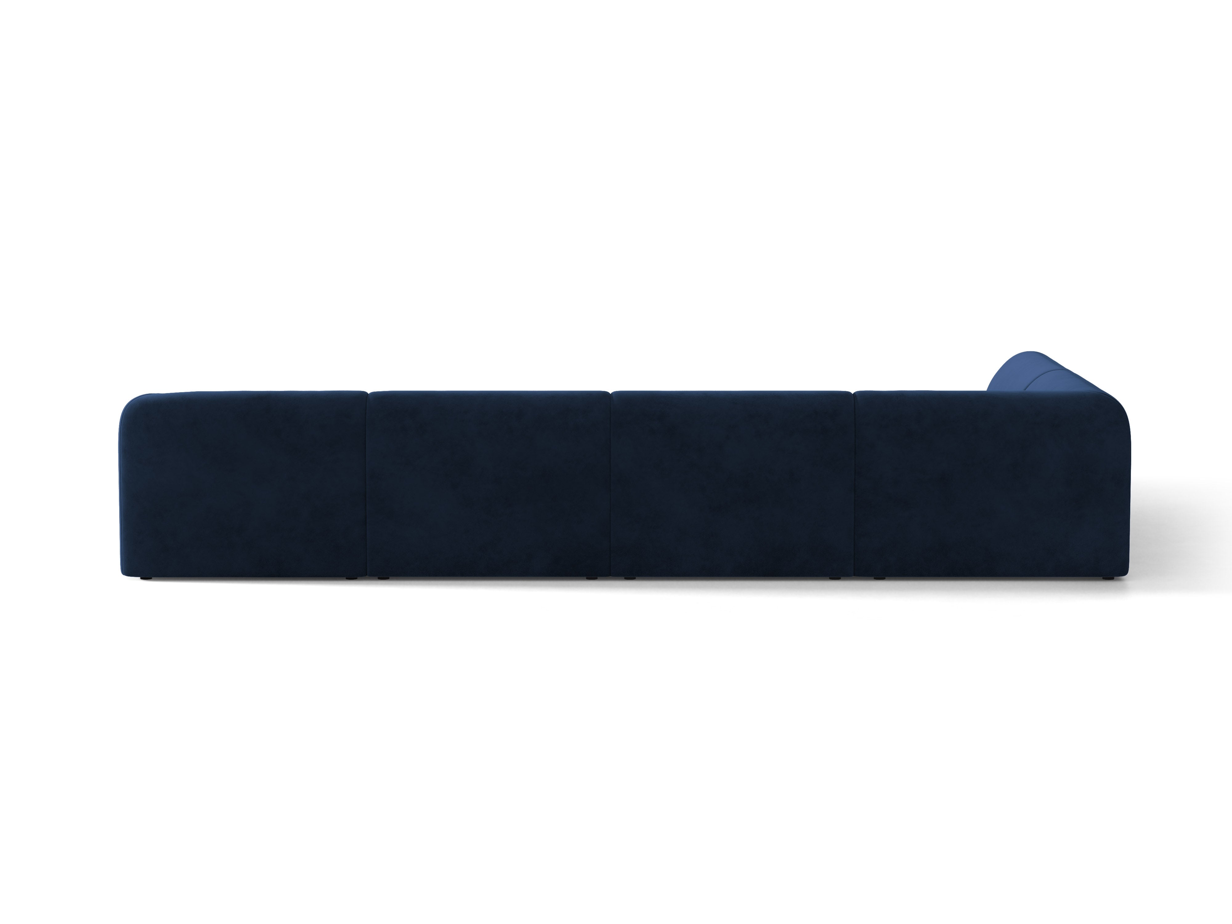 Velvet corner sofa for 6 people in left-facing U shape MILEY navy blue