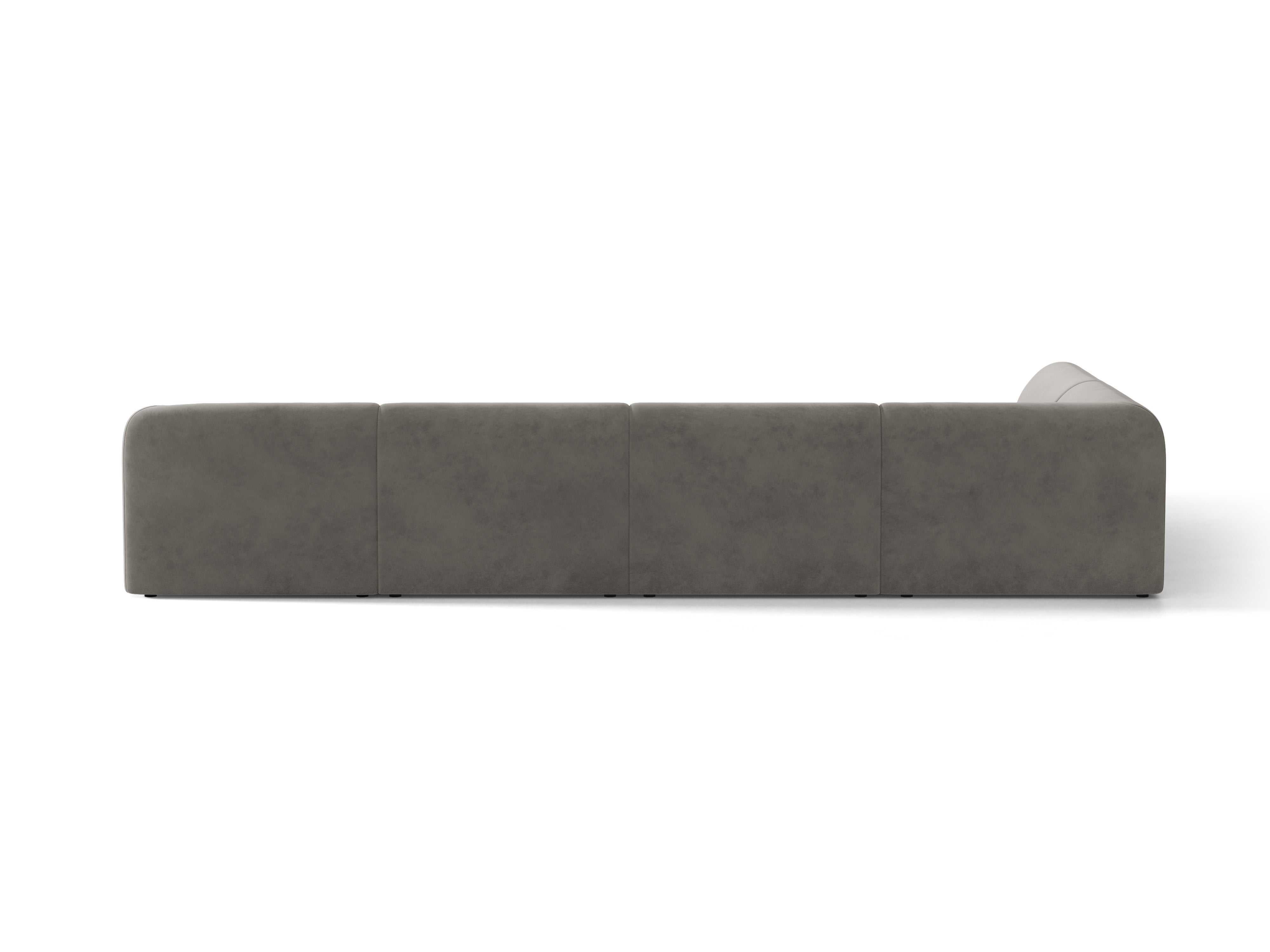 Velvet corner sofa for 6 people in left-facing U shape MILEY light gray