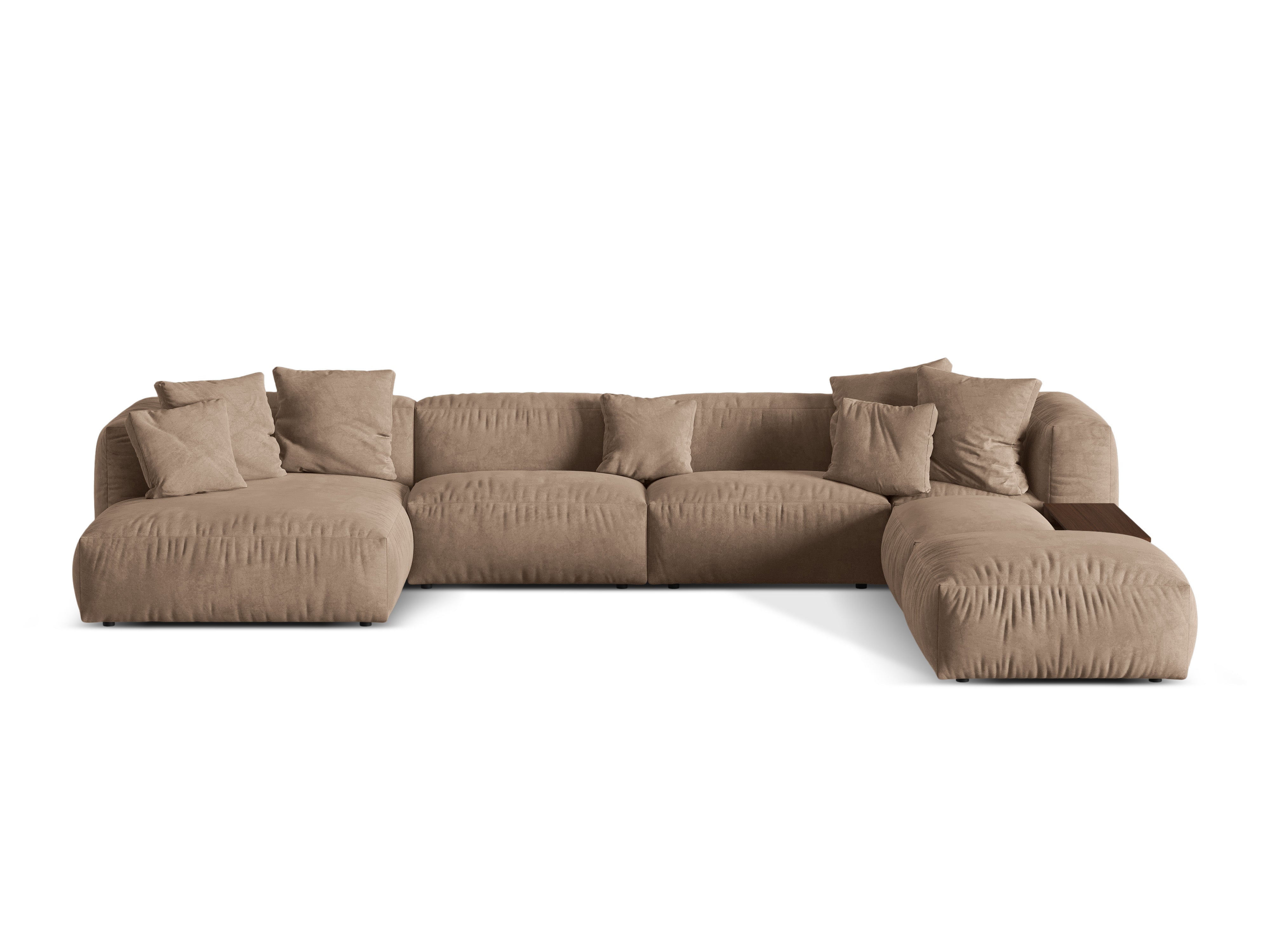 Right -sided corner velvet panoramic Martina dark beige