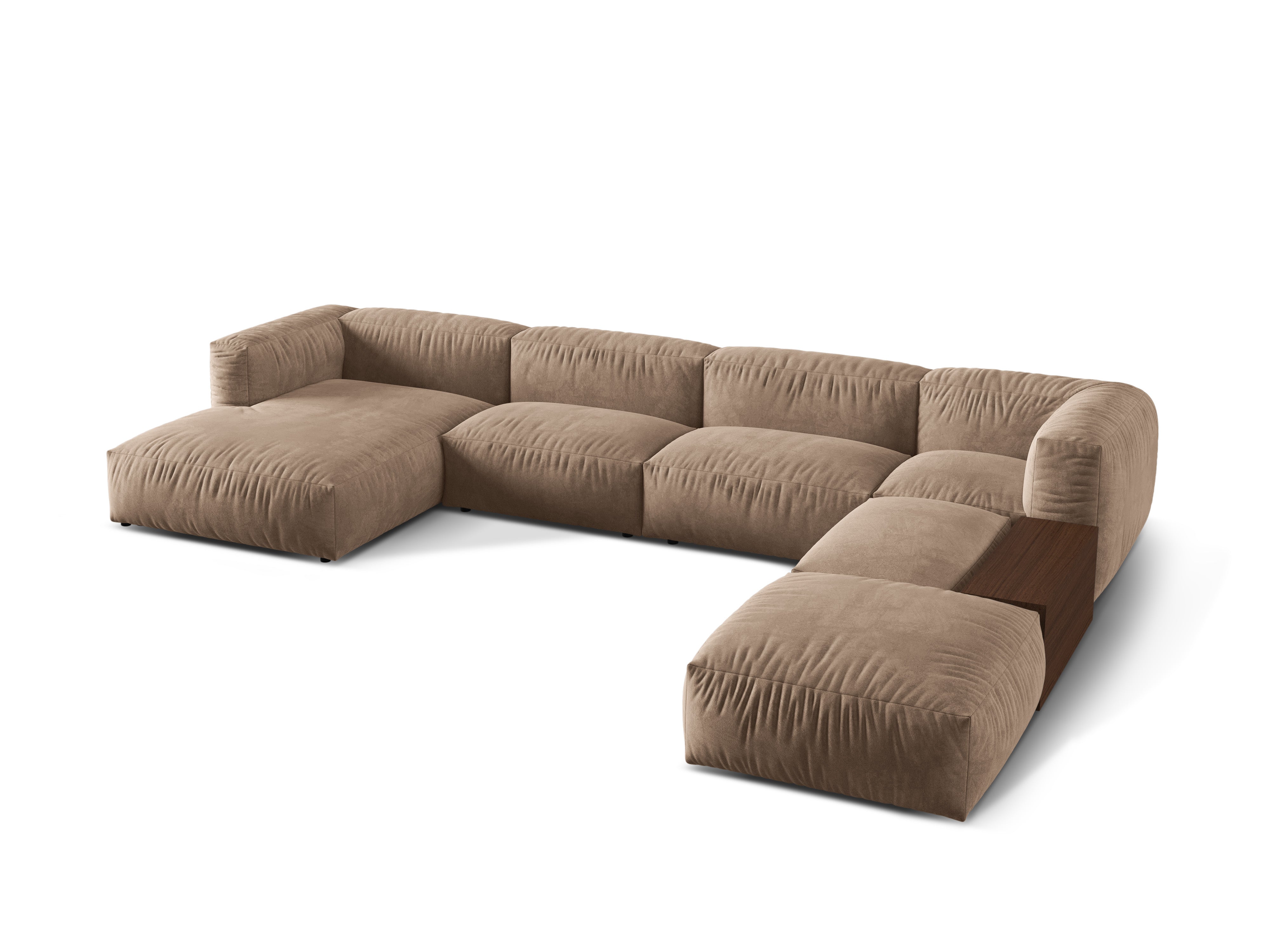 Right -sided corner velvet panoramic Martina dark beige