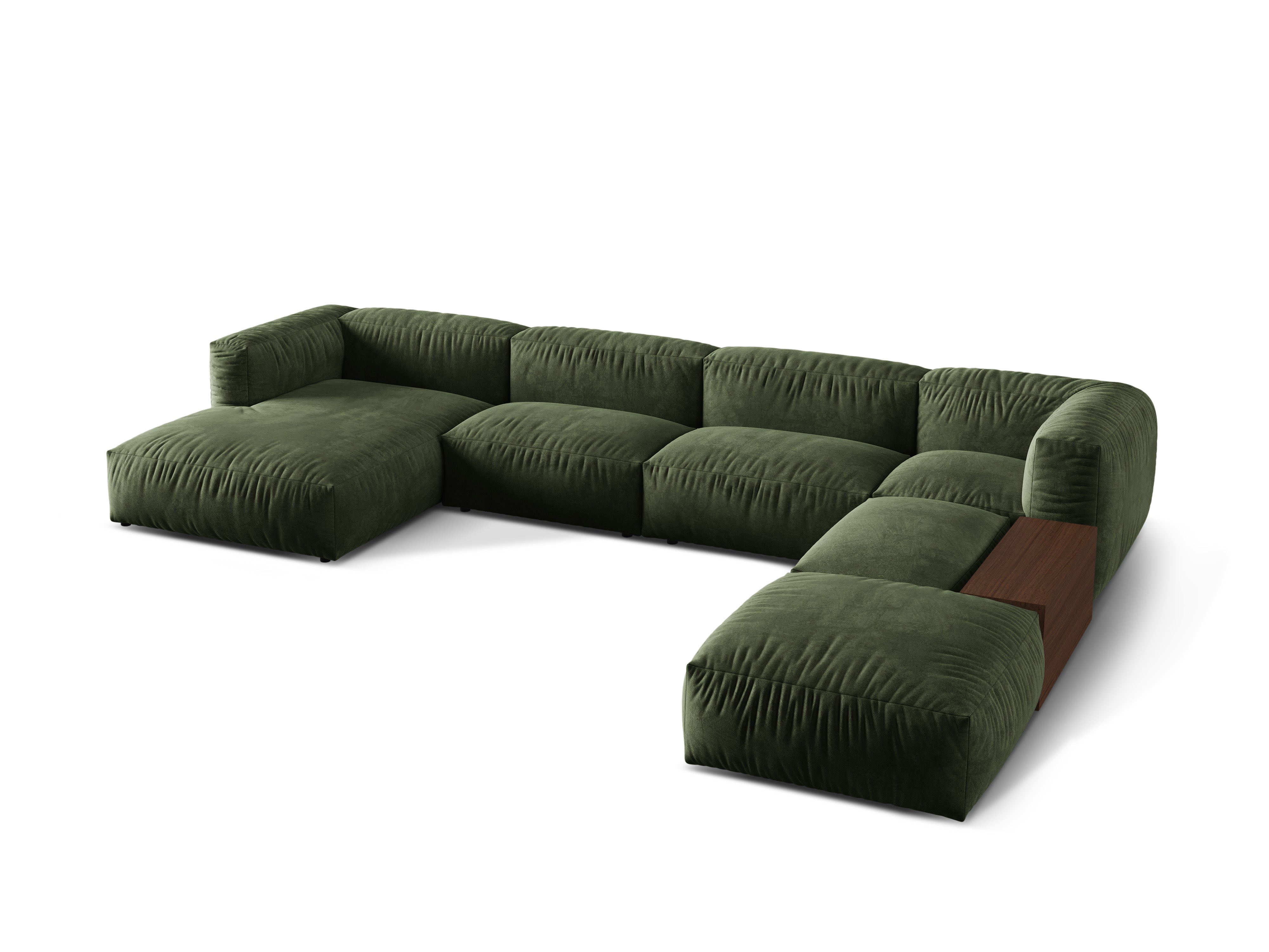 Right -sided corner velvet panoramic Martina Zielony