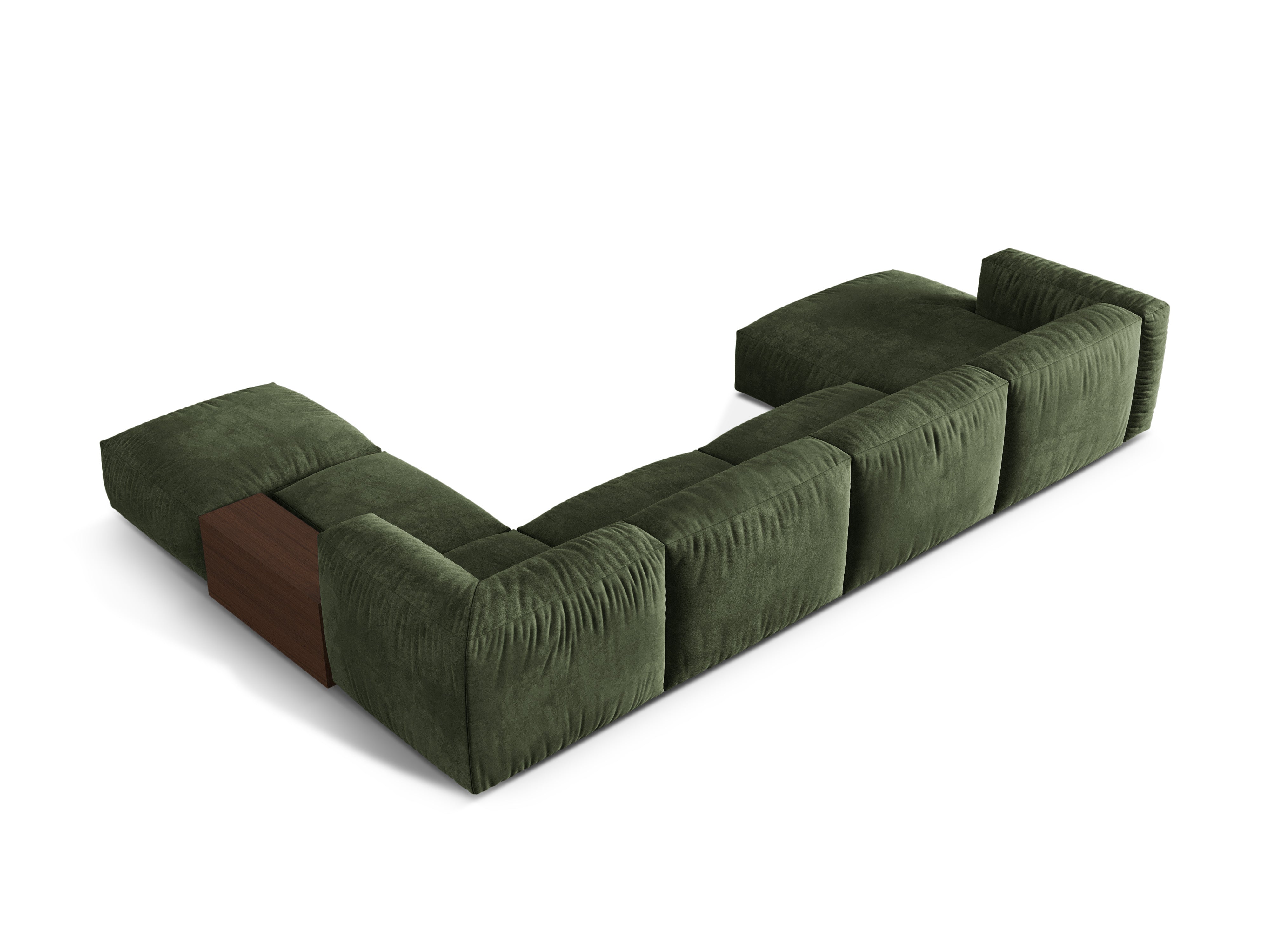 Right -sided corner velvet panoramic Martina Zielony