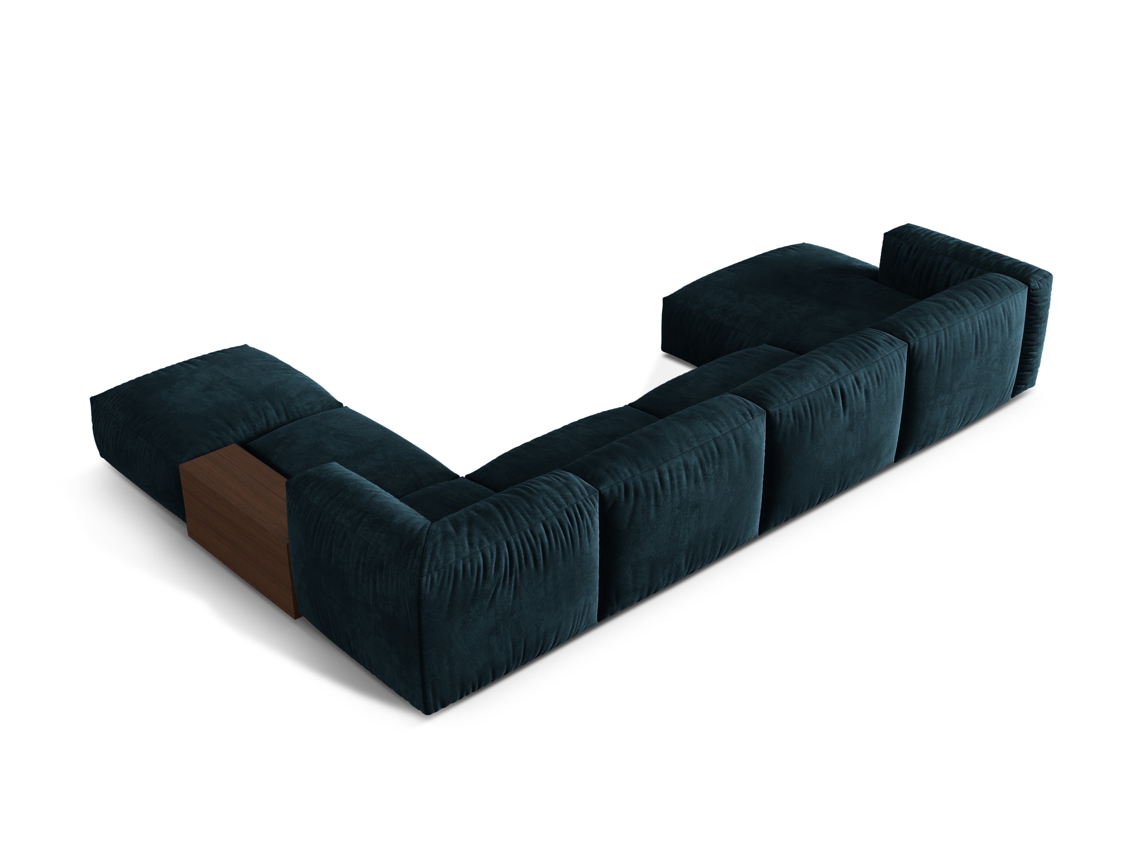 Right -sided corner velvet panoramic martin navy blue Petrol