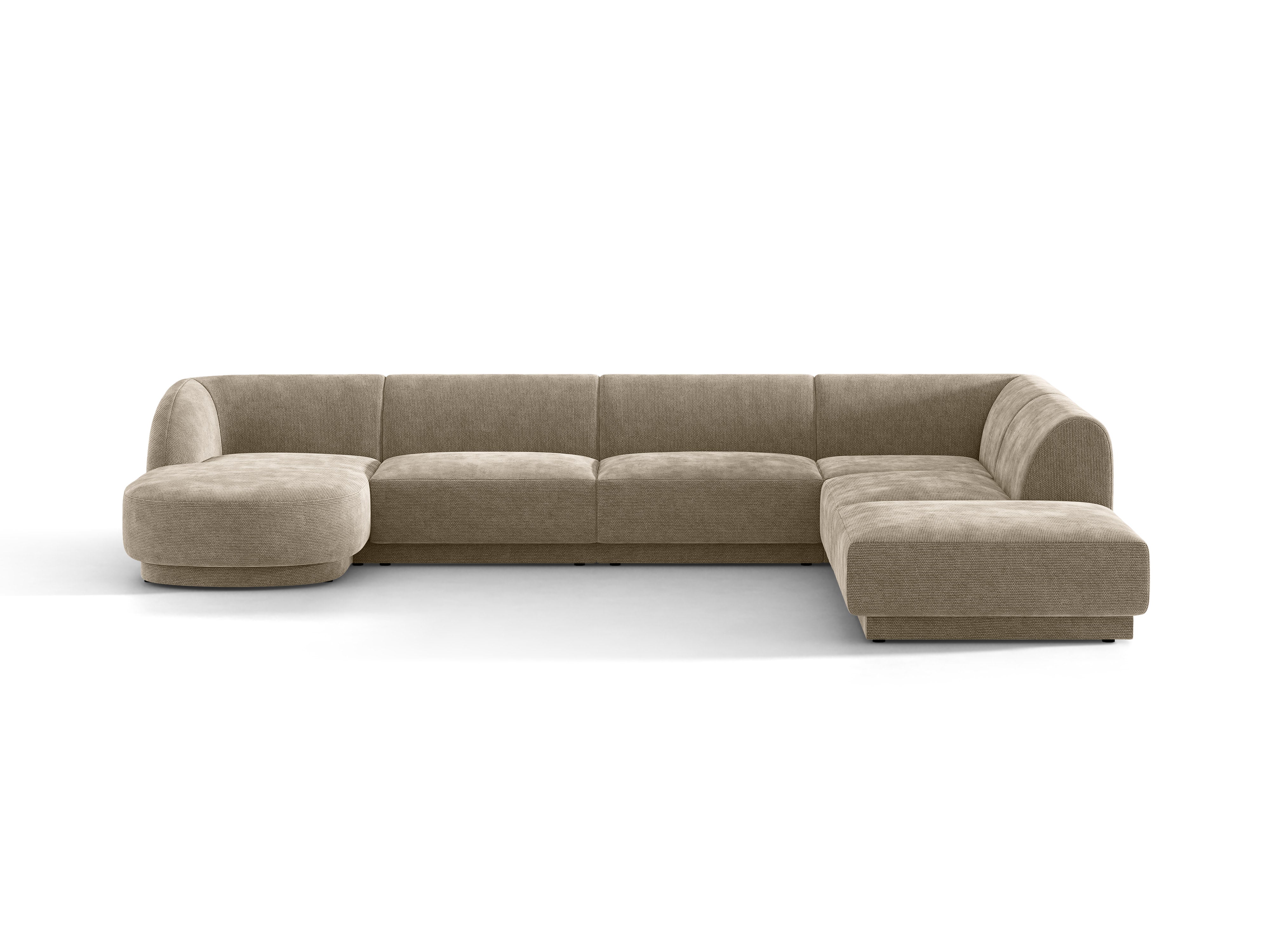 Right-facing panoramic corner sofa for 6 people MILEY beige silky chenille