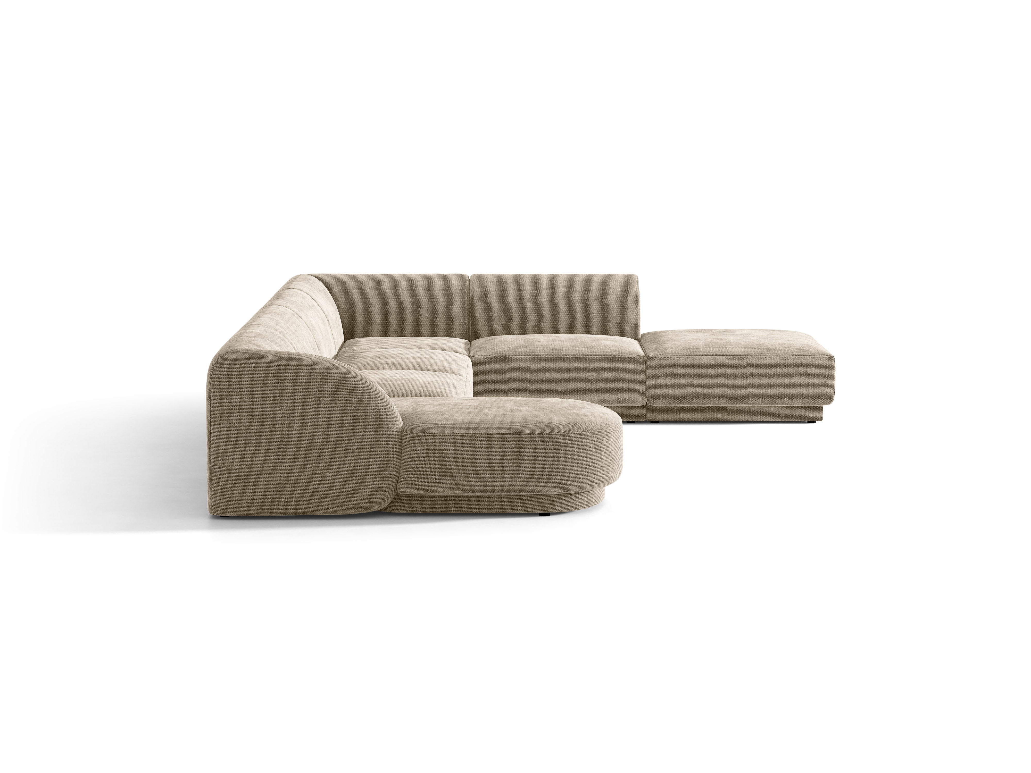 Right-facing panoramic corner sofa for 6 people MILEY beige silky chenille
